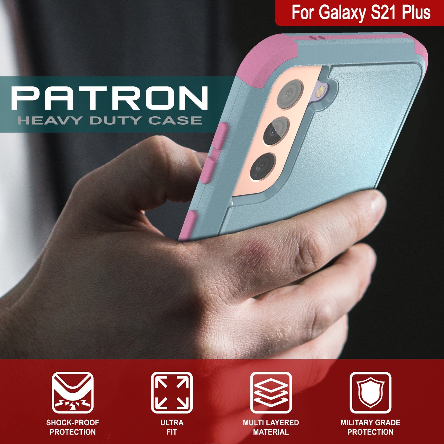 Punkcase for Galaxy S21+ Plus 5G Belt Clip Multilayer Holster Case [Patron Series] [Mint-Pink]