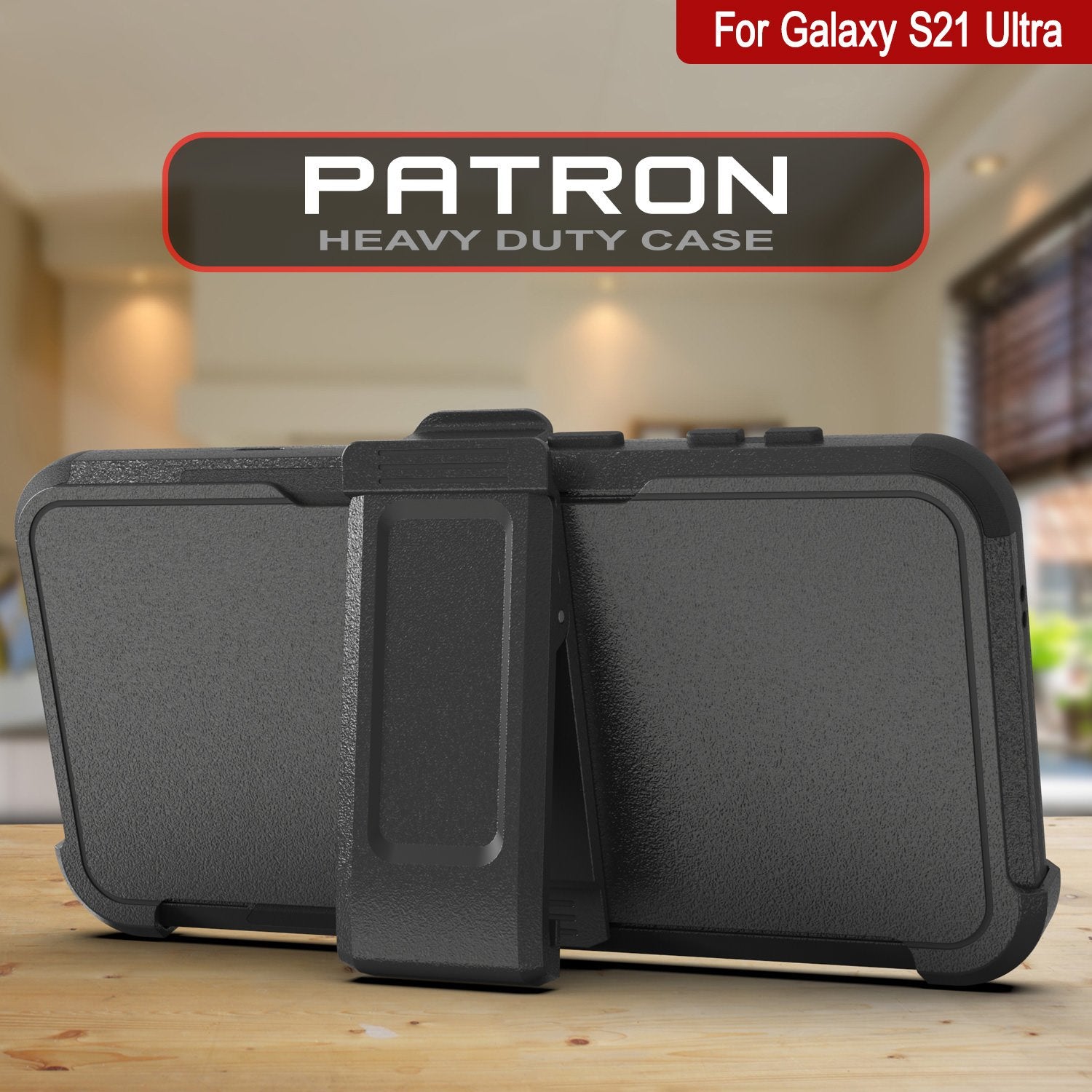 Punkcase for Galaxy S21 Ultra 5G Belt Clip Multilayer Holster Case [Patron Series] [Black]