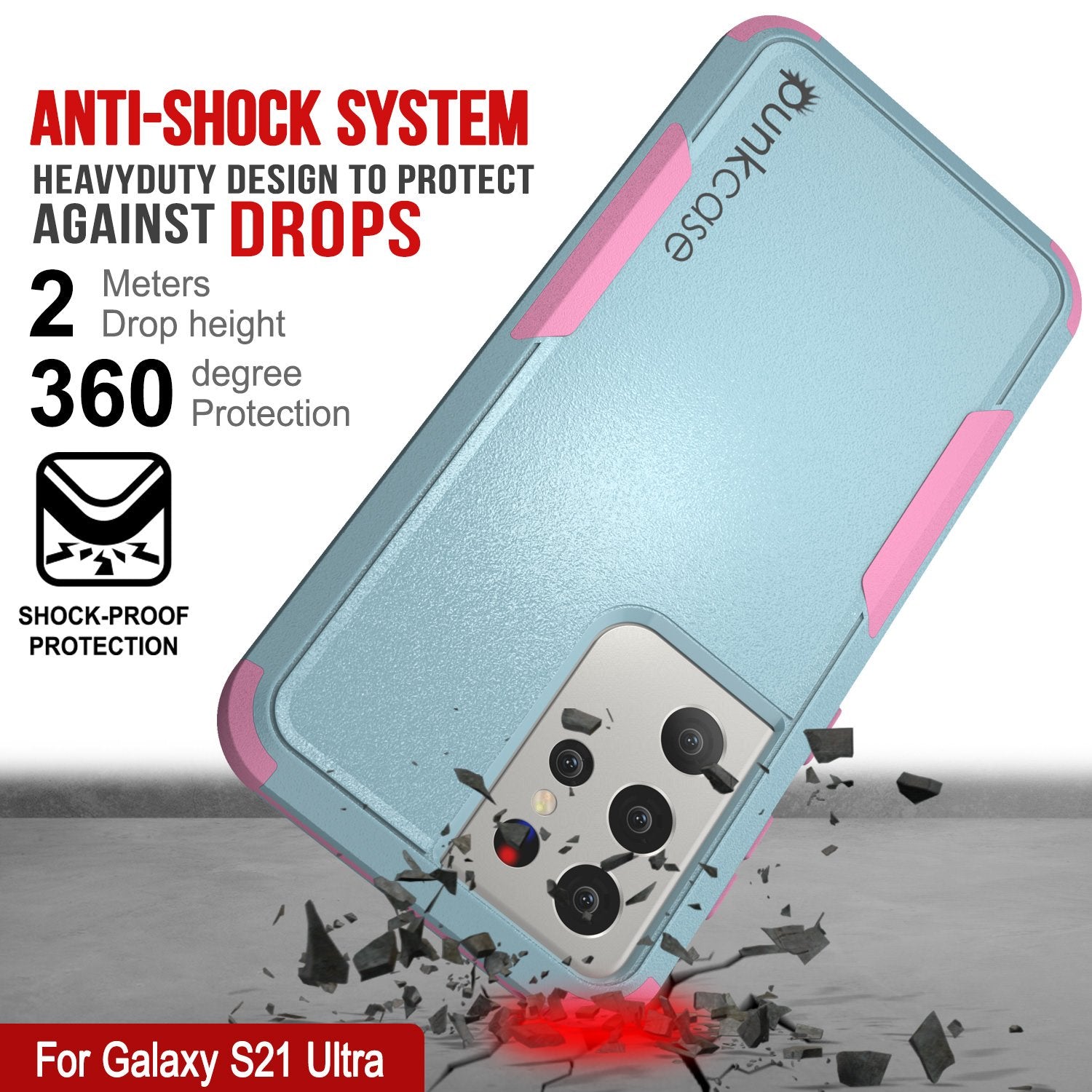 Punkcase for Galaxy S21 Ultra 5G Belt Clip Multilayer Holster Case [Patron Series] [Mint-Pink]