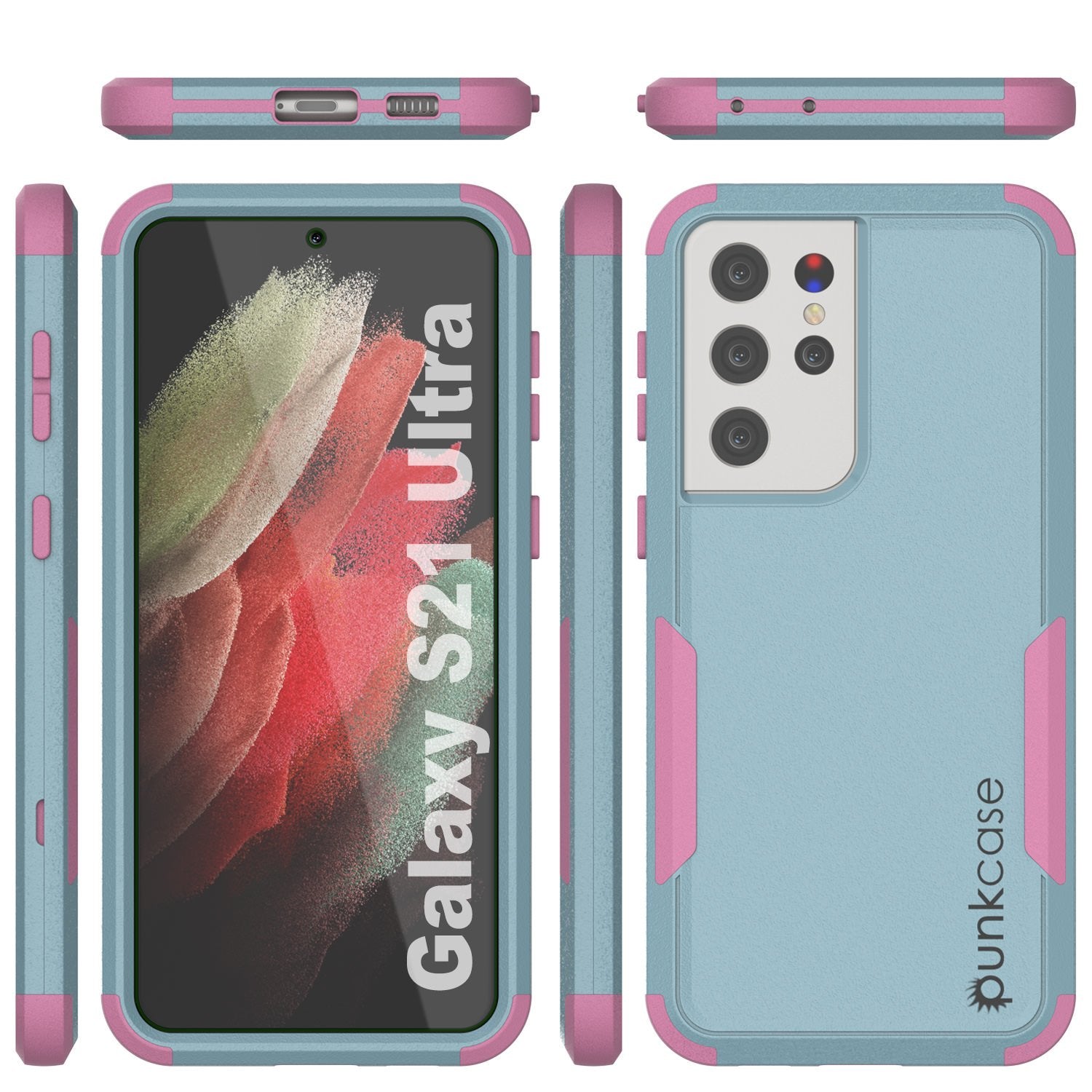 Punkcase for Galaxy S21 Ultra 5G Belt Clip Multilayer Holster Case [Patron Series] [Mint-Pink]