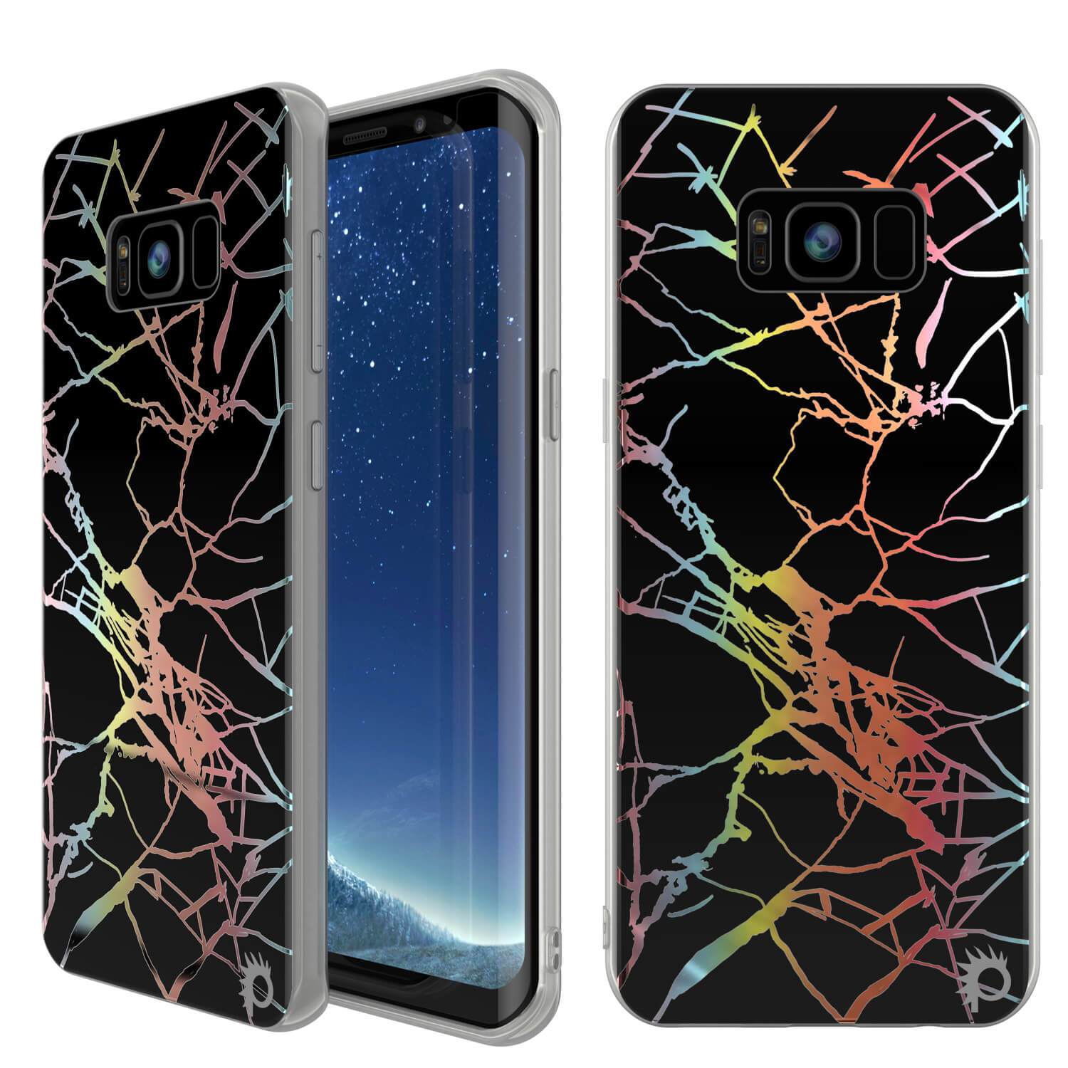 Punkcase Galaxy S8 Marble Case, Protective Full Body Cover W/PunkShield Screen Protector (Black Mirage) (Color in image: Black Mirage)