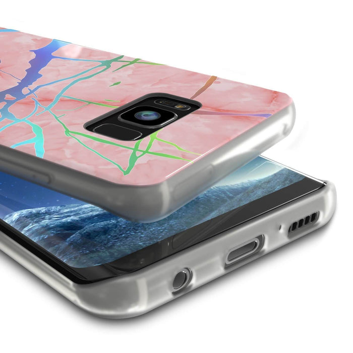 Punkcase Galaxy S8 Marble Case, Protective Full Body Cover W/PunkShield Screen Protector (Rose Mirage) (Color in image: Teal Onyx)