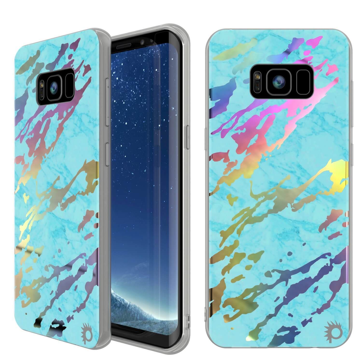Punkcase Galaxy S8 Marble Case, Protective Full Body Cover W/PunkShield Screen Protector (Teal Onyx) (Color in image: Teal Onyx)