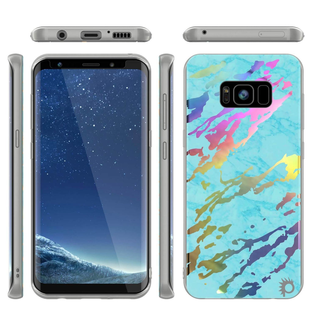 Punkcase Galaxy S8 Marble Case, Protective Full Body Cover W/PunkShield Screen Protector (Teal Onyx) 