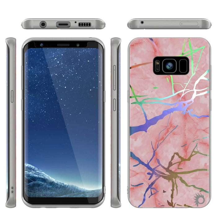 Punkcase Galaxy S8+ PLUS Marble Case, Protective Full Body Cover W/PunkShield Screen Protector (Rose Mirage) 