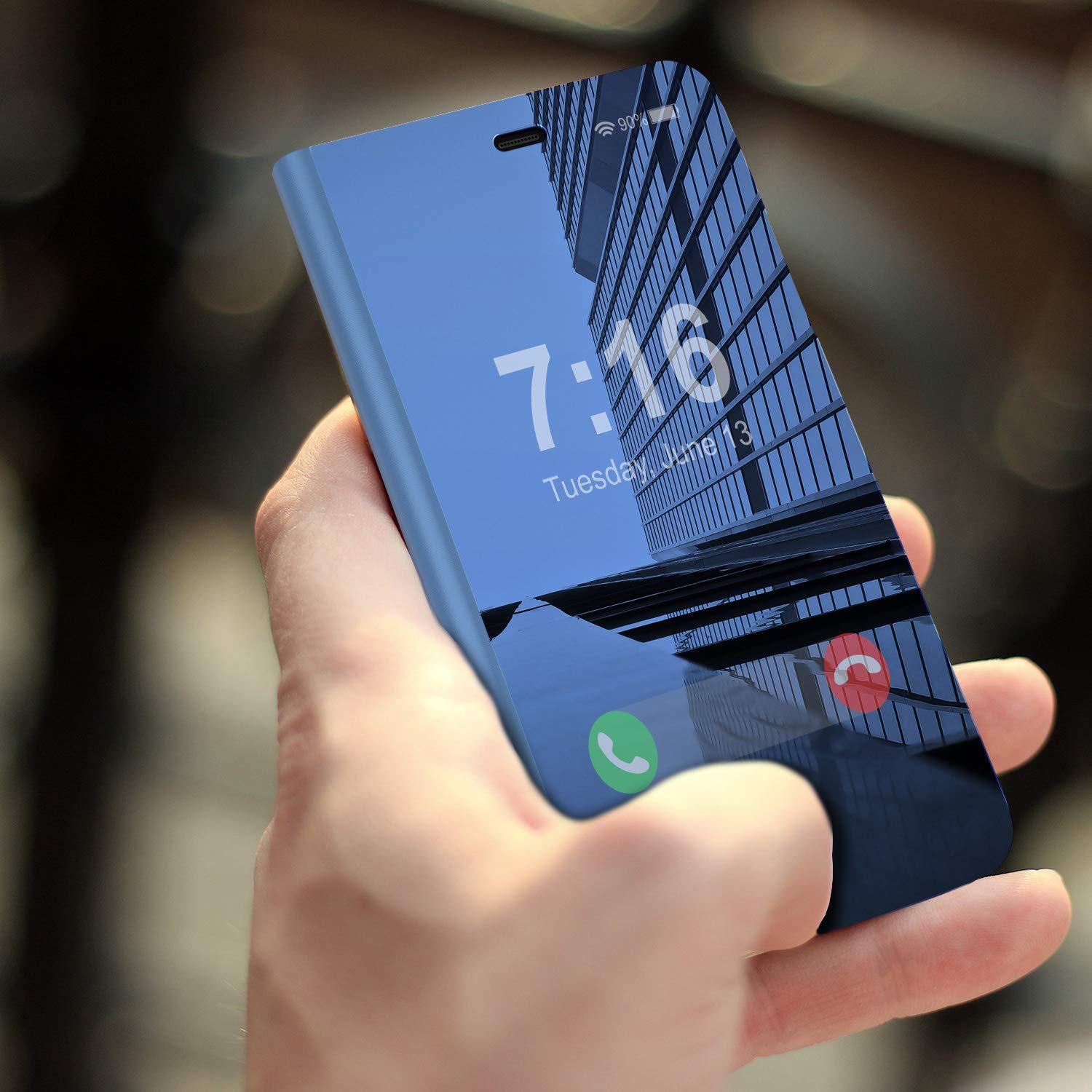 Punkcase iPhone XS Max Reflector Case Protective Flip Cover [Blue]