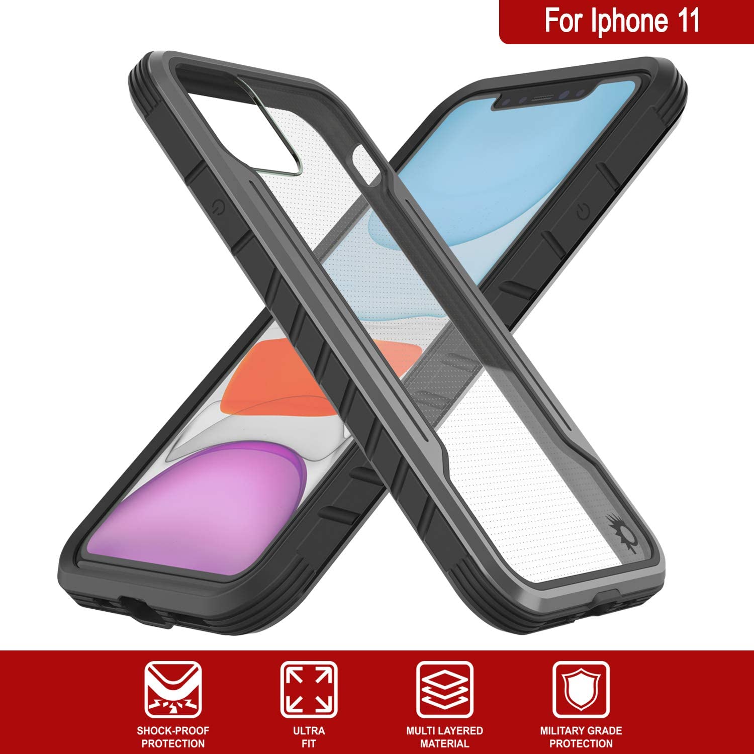 Punkcase iPhone 12 ravenger Case Protective Military Grade Multilayer Cover [Grey-Black] (Color in image: Rose-Gold)