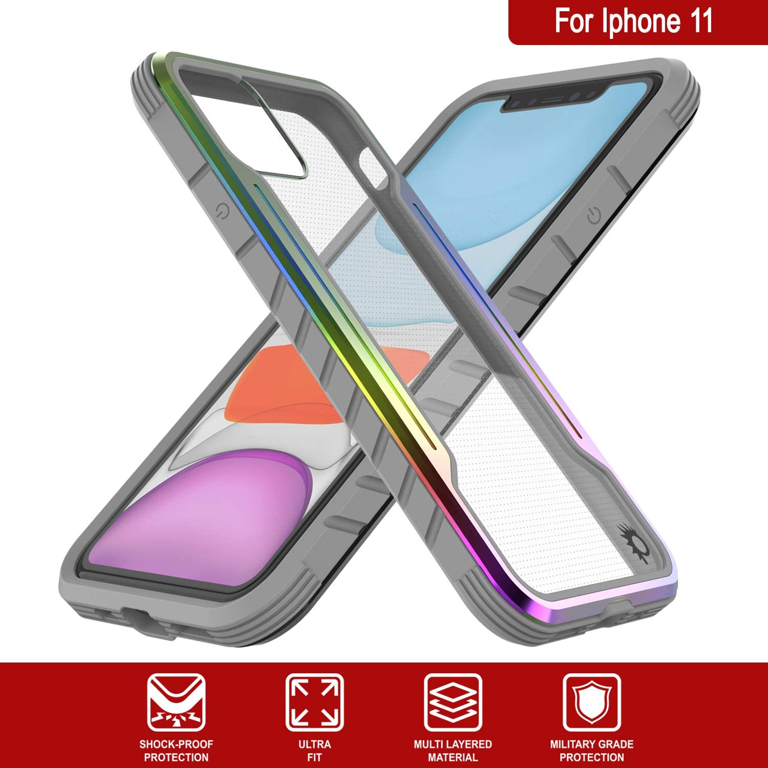 Punkcase iPhone 12 Mini ravenger Case Protective Military Grade Multilayer Cover [Rainbow] (Color in image: Rose-Gold)