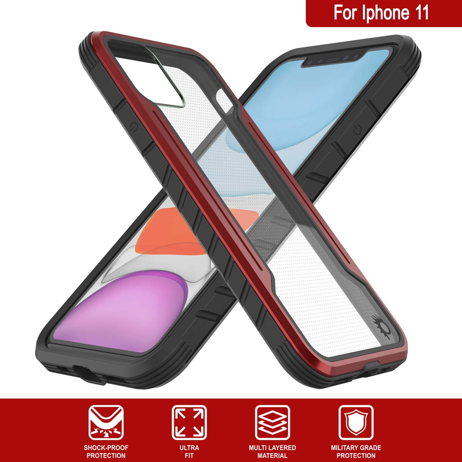 Punkcase iPhone 12 ravenger Case Protective Military Grade Multilayer Cover [Red] (Color in image: Rose-Gold)