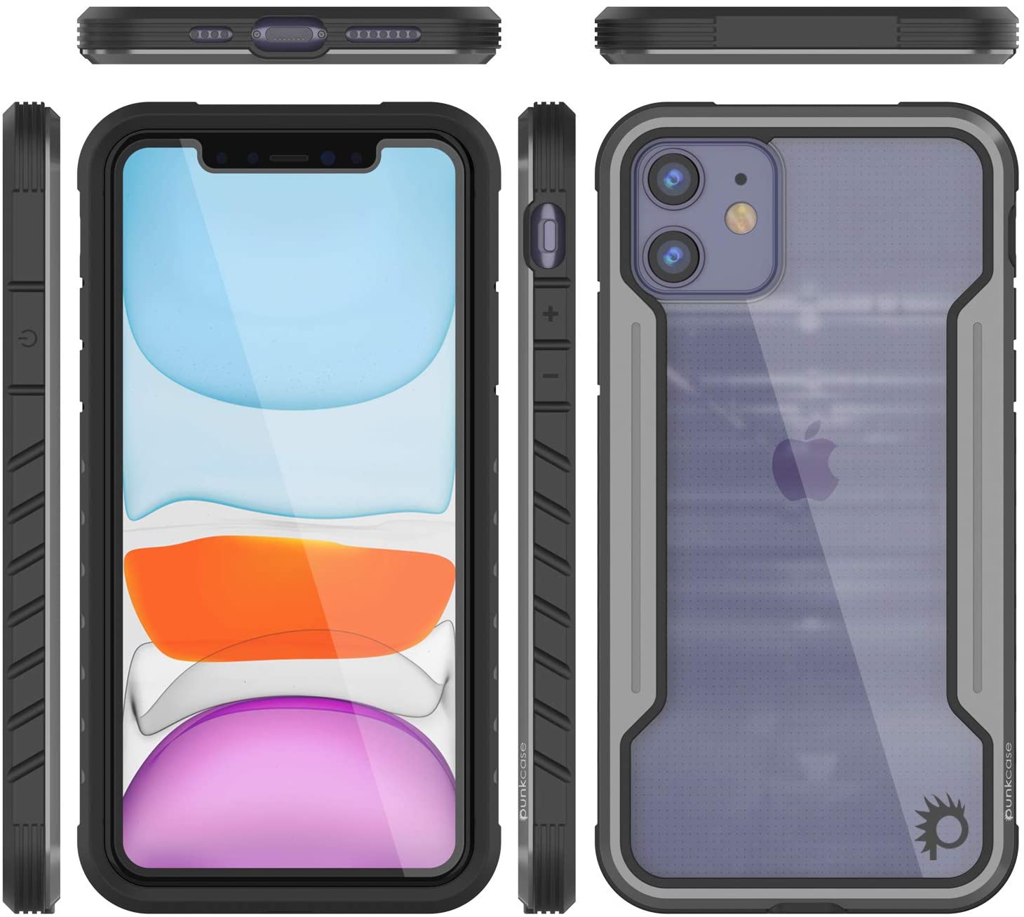 Punkcase iPhone 12 ravenger Case Protective Military Grade Multilayer Cover [Grey-Black] 