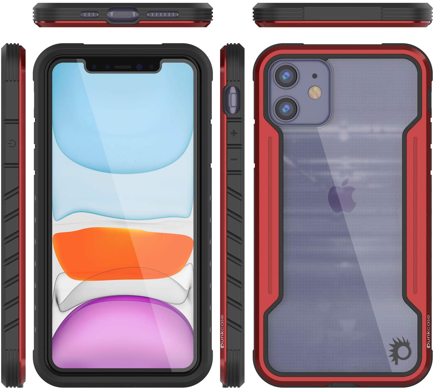 Punkcase iPhone 12 ravenger Case Protective Military Grade Multilayer Cover [Red] 