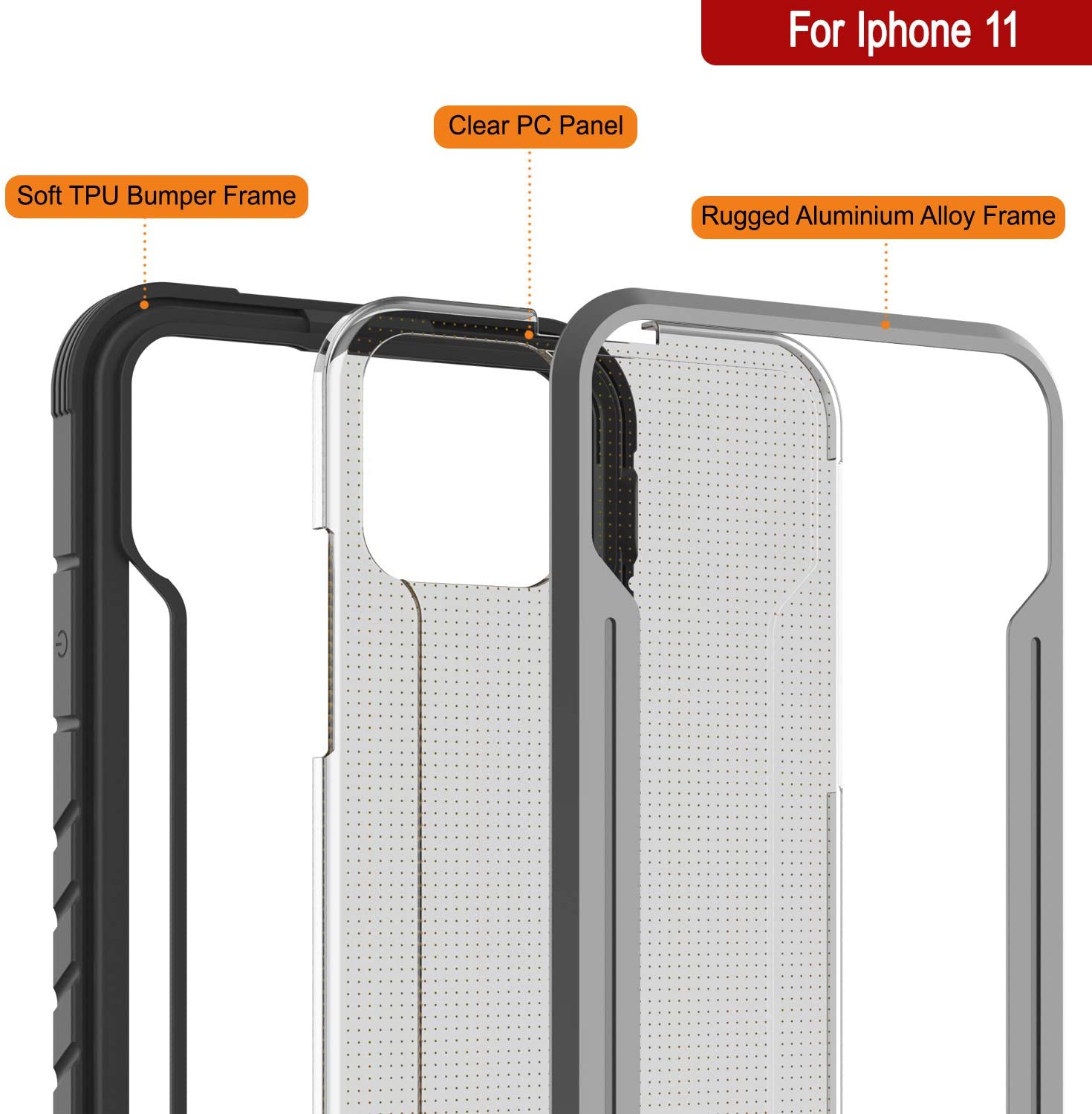 Punkcase iPhone 12 ravenger Case Protective Military Grade Multilayer Cover [Grey-Black] (Color in image: Rainbow)