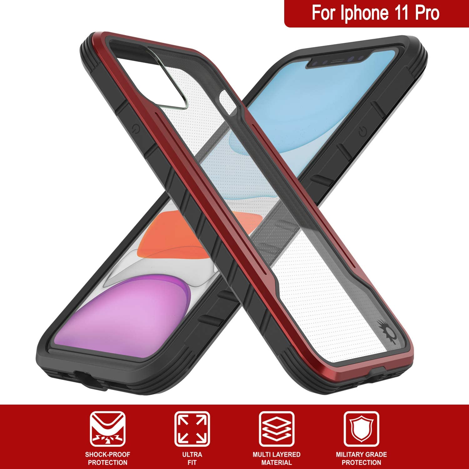 Punkcase iPhone 12 Pro ravenger Case Protective Military Grade Multilayer Cover [Red] (Color in image: Rose-Gold)