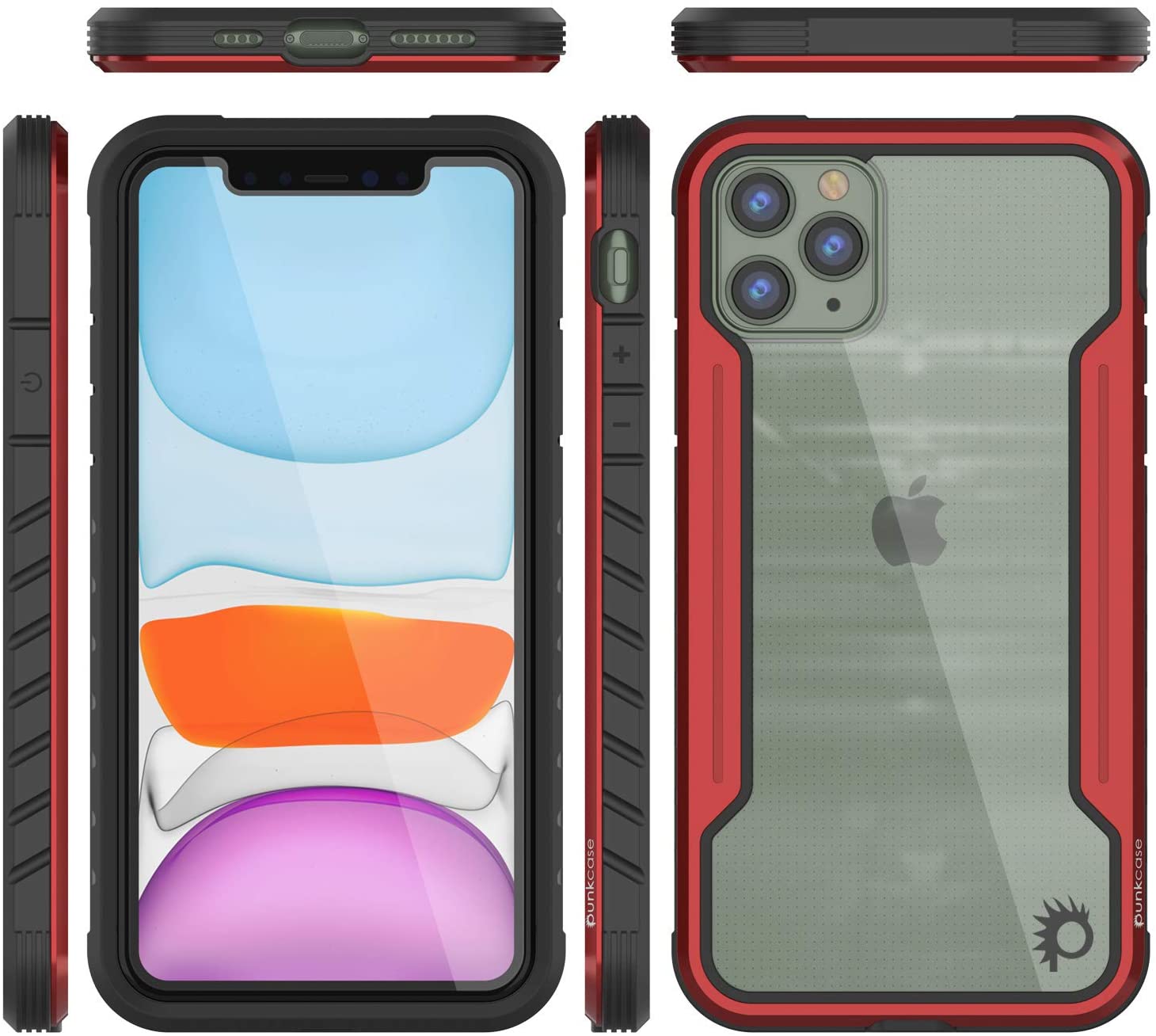 Punkcase iPhone 12 Pro ravenger Case Protective Military Grade Multilayer Cover [Red] 
