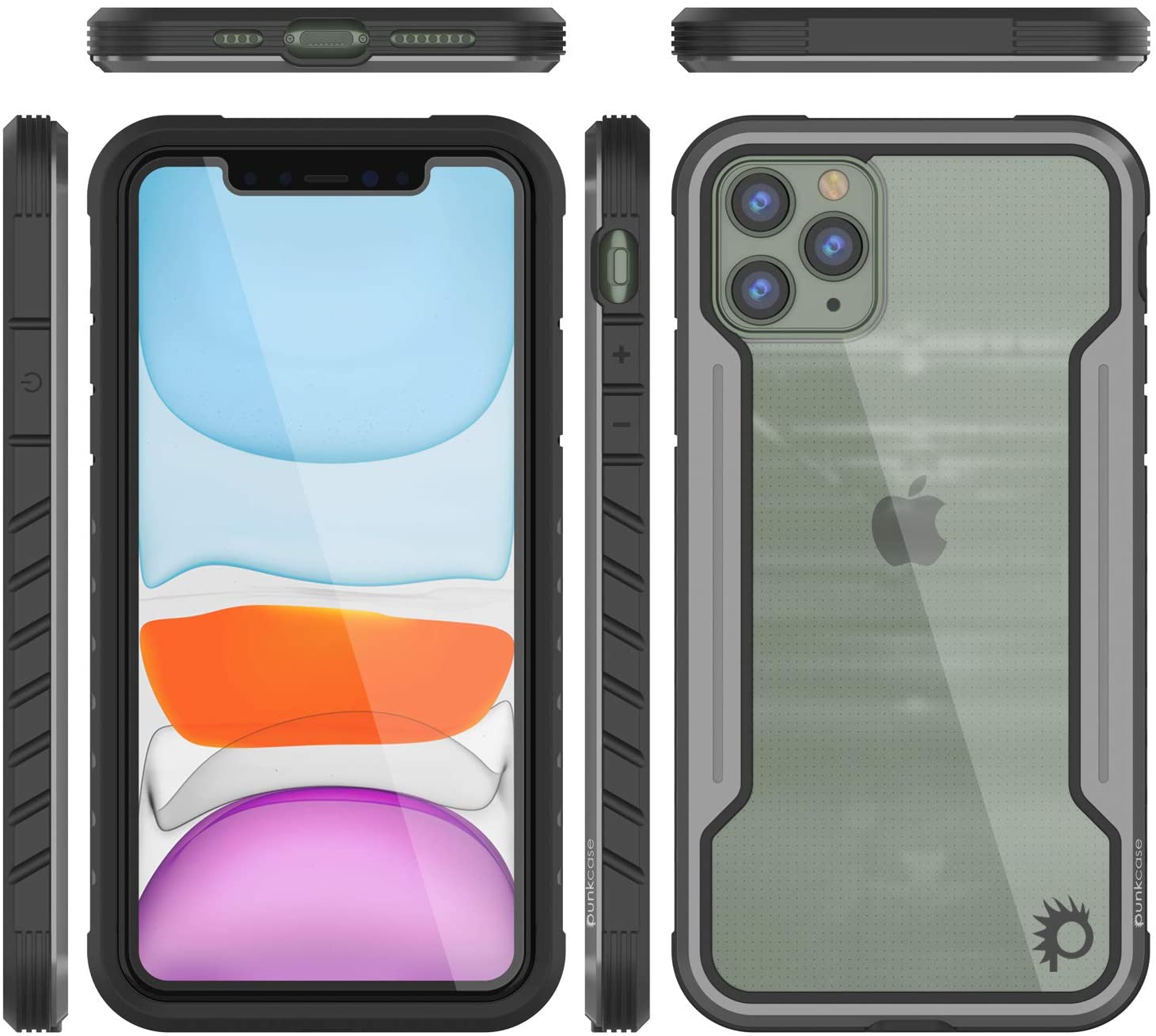 Punkcase iPhone 12 Pro Max ravenger Case Protective Military Grade Multilayer Cover [Grey-Black] 