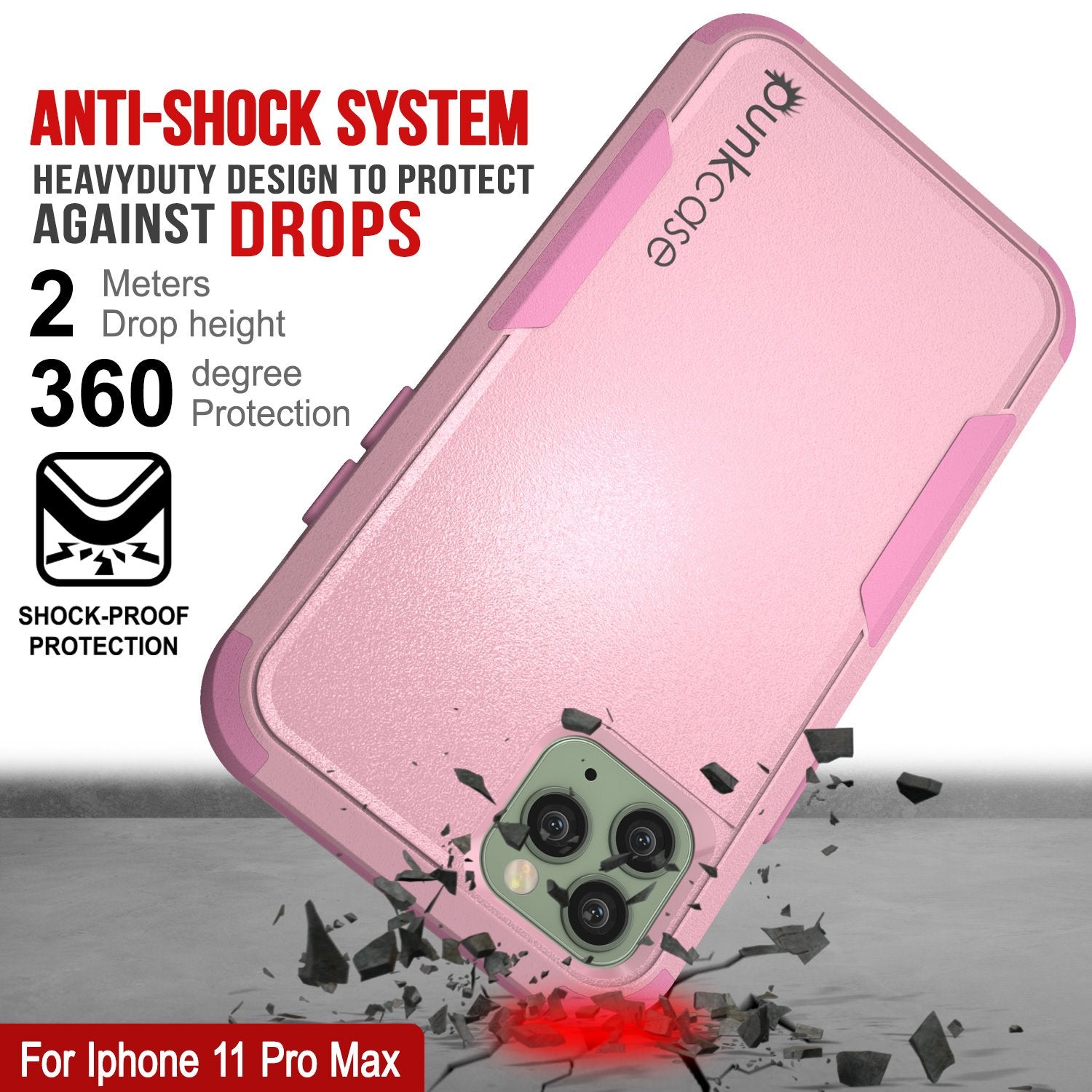 Punkcase for iPhone 11 Pro Max Belt Clip Multilayer Holster Case [Patron Series] [Pink]
