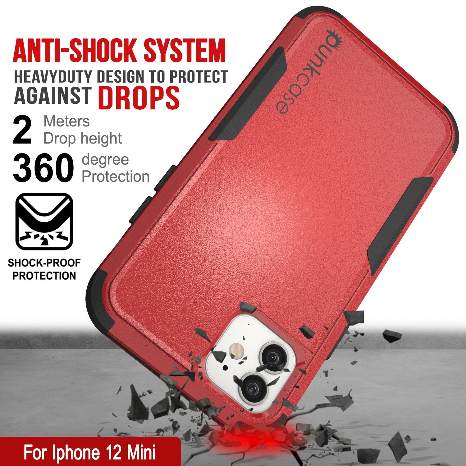 Punkcase for iPhone 12 Mini Belt Clip Multilayer Holster Case [Patron Series] [Red-Black]