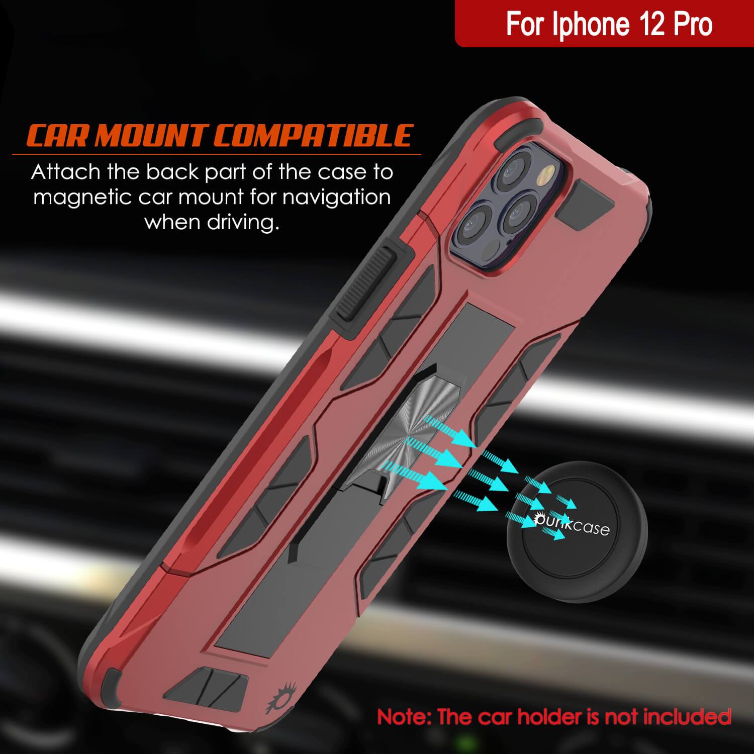 Punkcase iPhone 12 Pro Case [ArmorShield Series] Military Style Protective Dual Layer Case Red (Color in image: Navy Blue)
