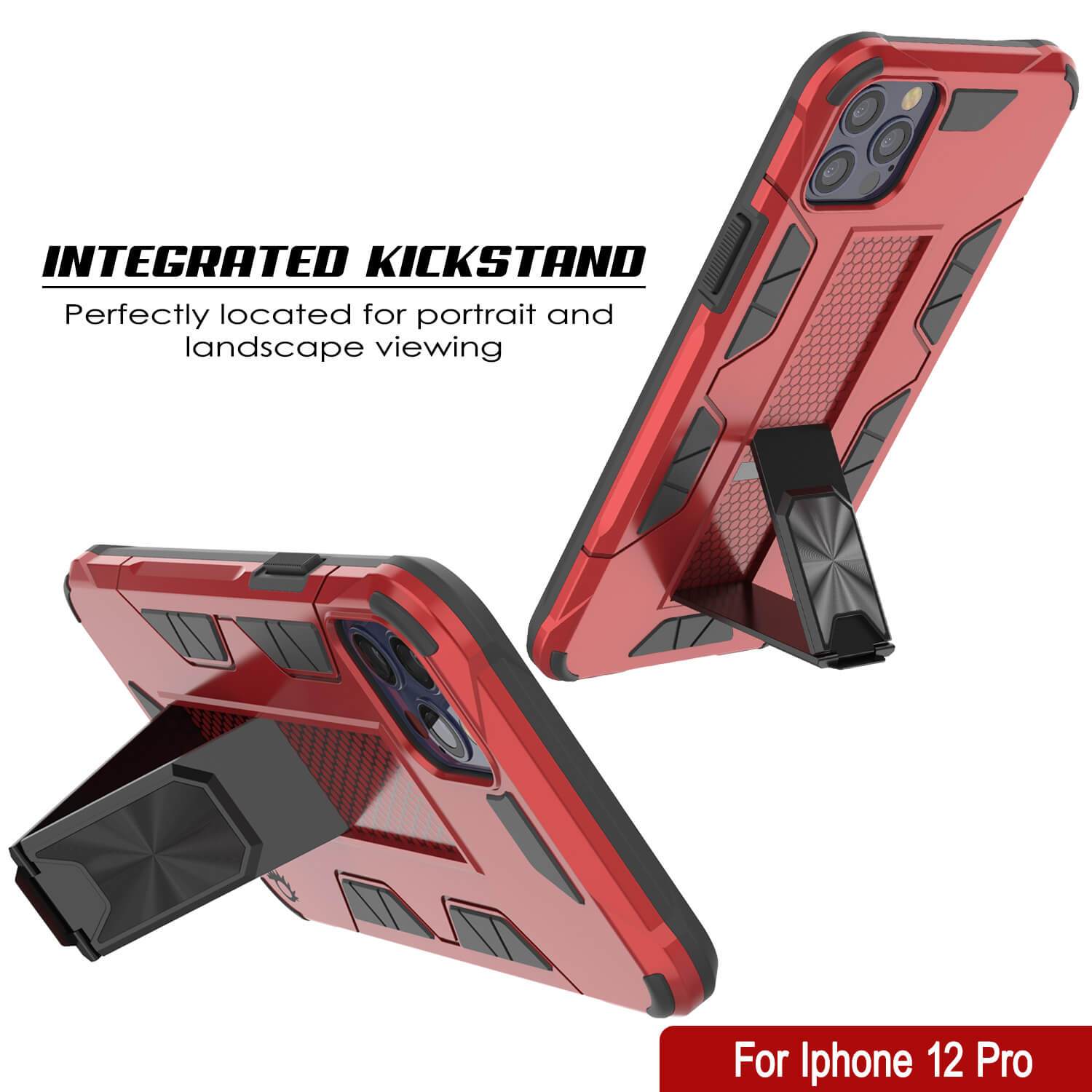 Punkcase iPhone 12 Pro Case [ArmorShield Series] Military Style Protective Dual Layer Case Red (Color in image: Rose Gold)