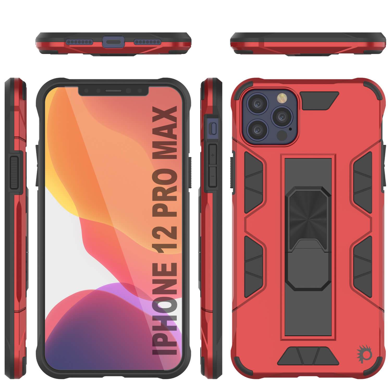 Punkcase iPhone 12 Pro Max Case [ArmorShield Series] Military Style Protective Dual Layer Case Red 