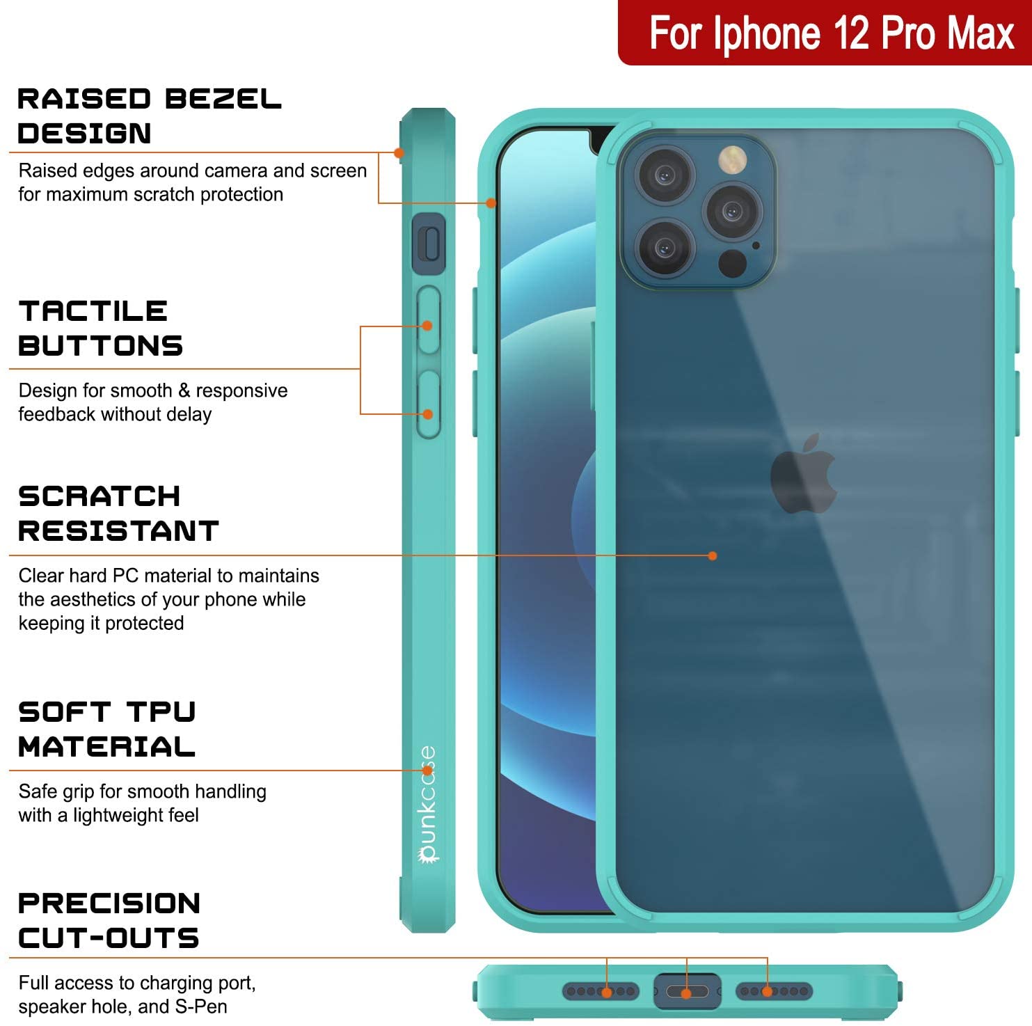 iPhone 13 Pro Max Case Punkcase® LUCID 2.0 Teal Series w/ PUNK SHIELD Screen Protector | Ultra Fit