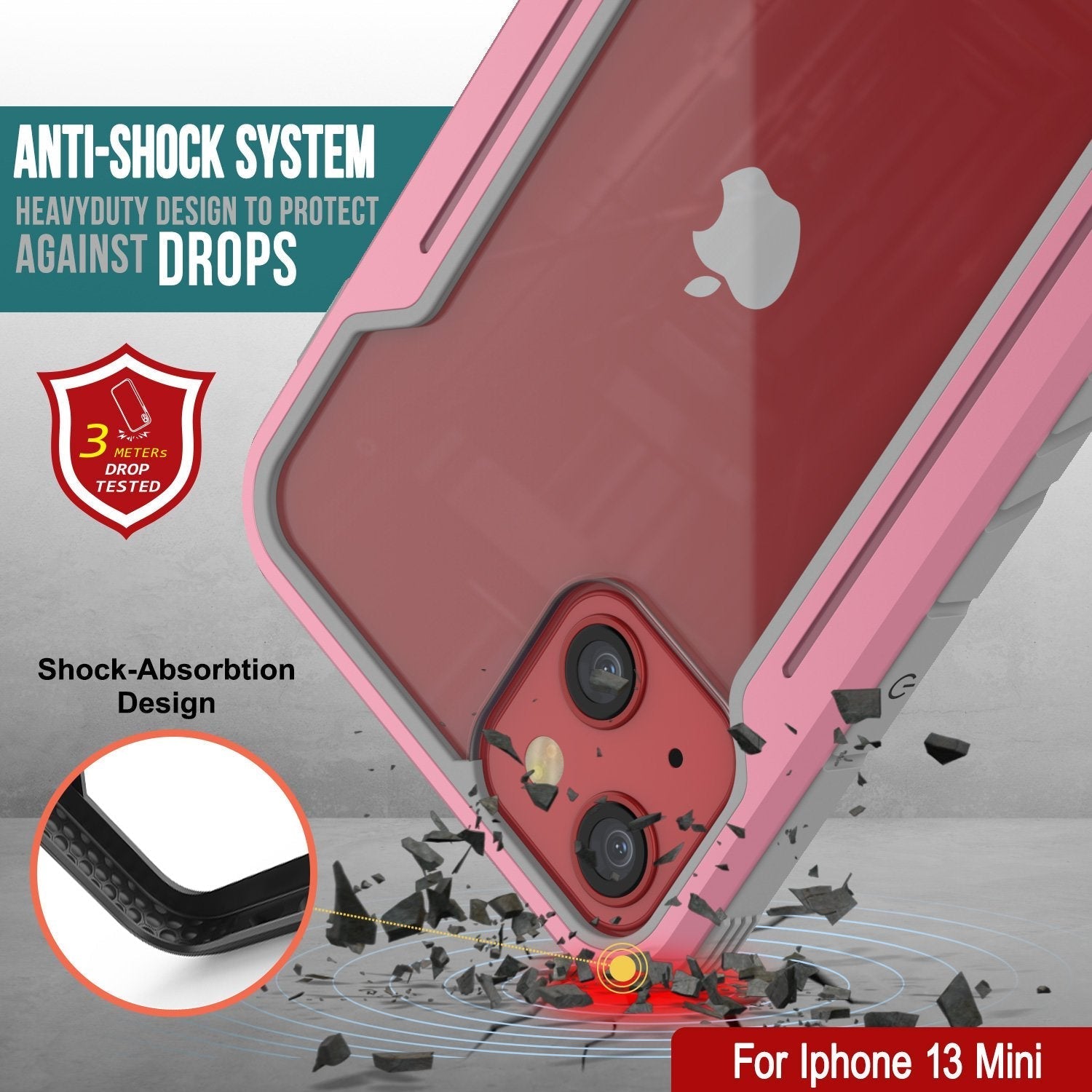 Punkcase iPhone 13 Mini ravenger Case Protective Military Grade Multilayer Cover [Rose-Gold]