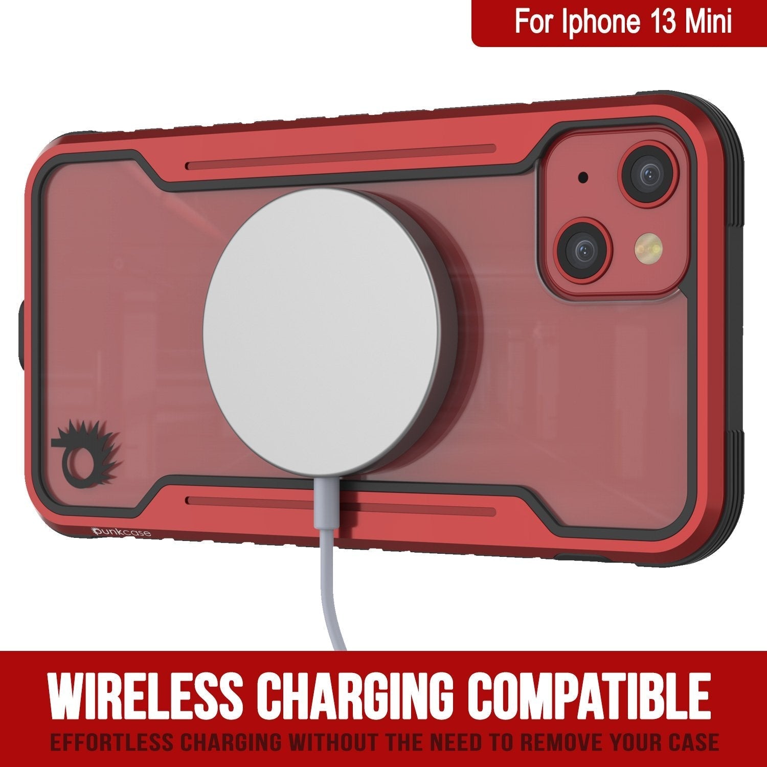 Punkcase iPhone 13 Mini ravenger Case Protective Military Grade Multilayer Cover [Red]