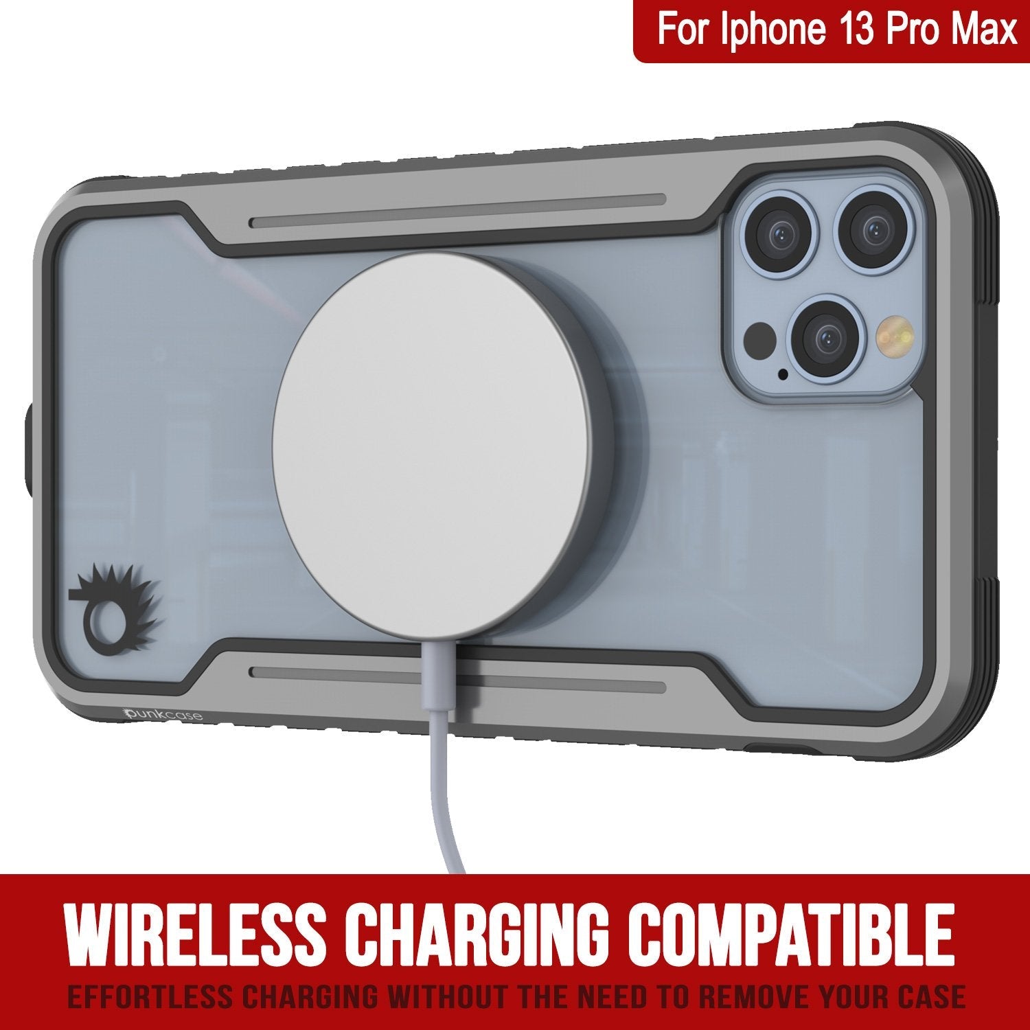 Punkcase iPhone 13 Pro Max ravenger Case Protective Military Grade Multilayer Cover [Grey-Black]
