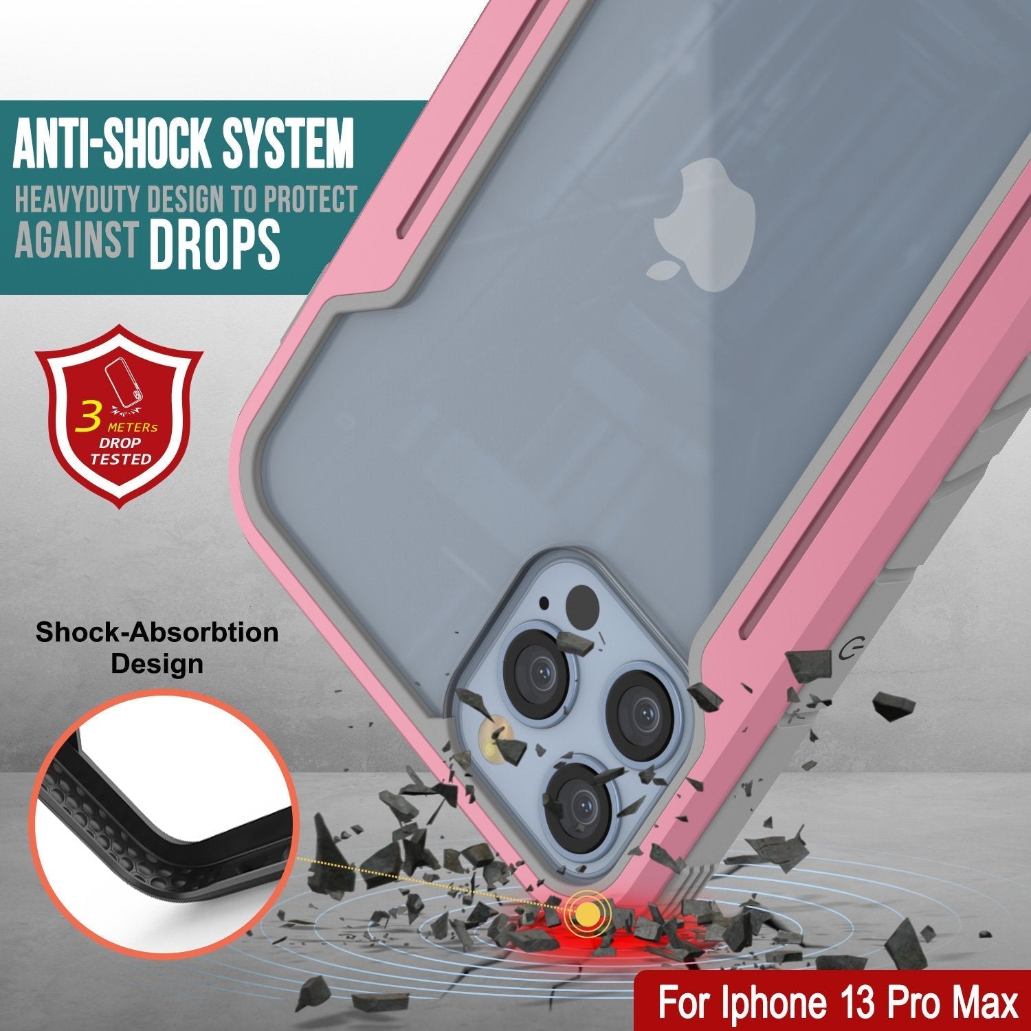 Punkcase iPhone 13 Pro Max ravenger Case Protective Military Grade Multilayer Cover [Rose-Gold]