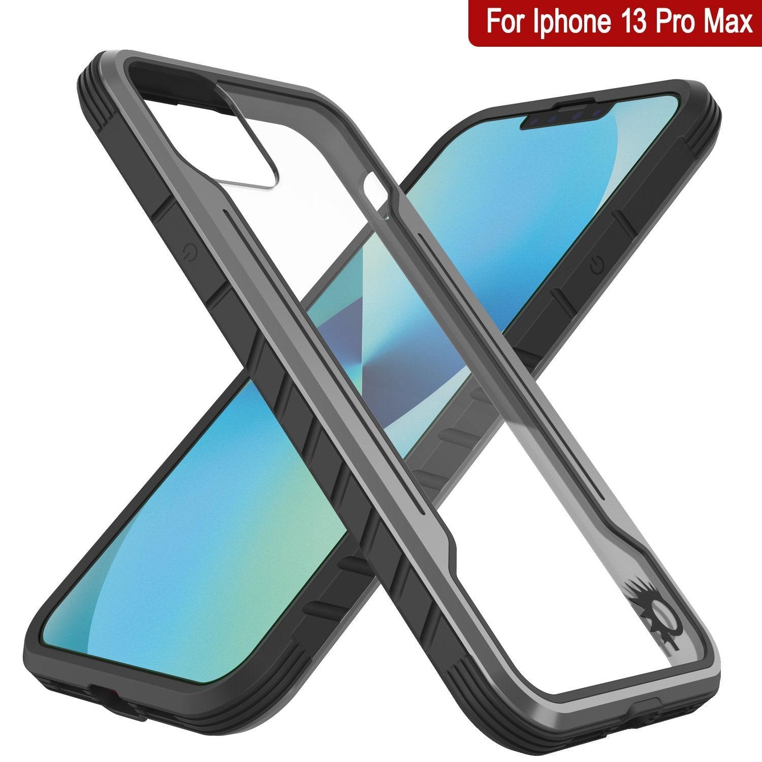 Punkcase iPhone 13 Pro Max ravenger Case Protective Military Grade Multilayer Cover [Grey-Black]