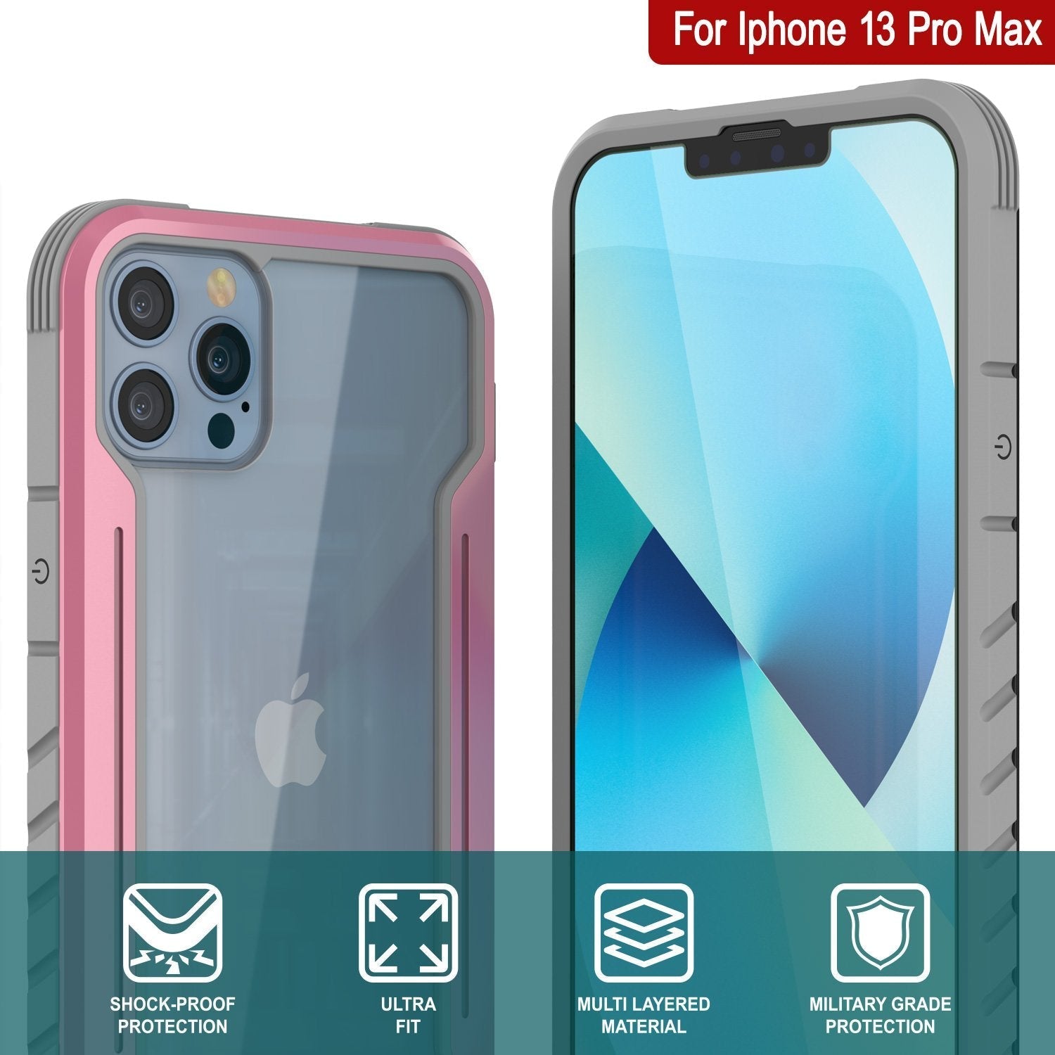 Punkcase iPhone 13 Pro Max ravenger Case Protective Military Grade Multilayer Cover [Rose-Gold]