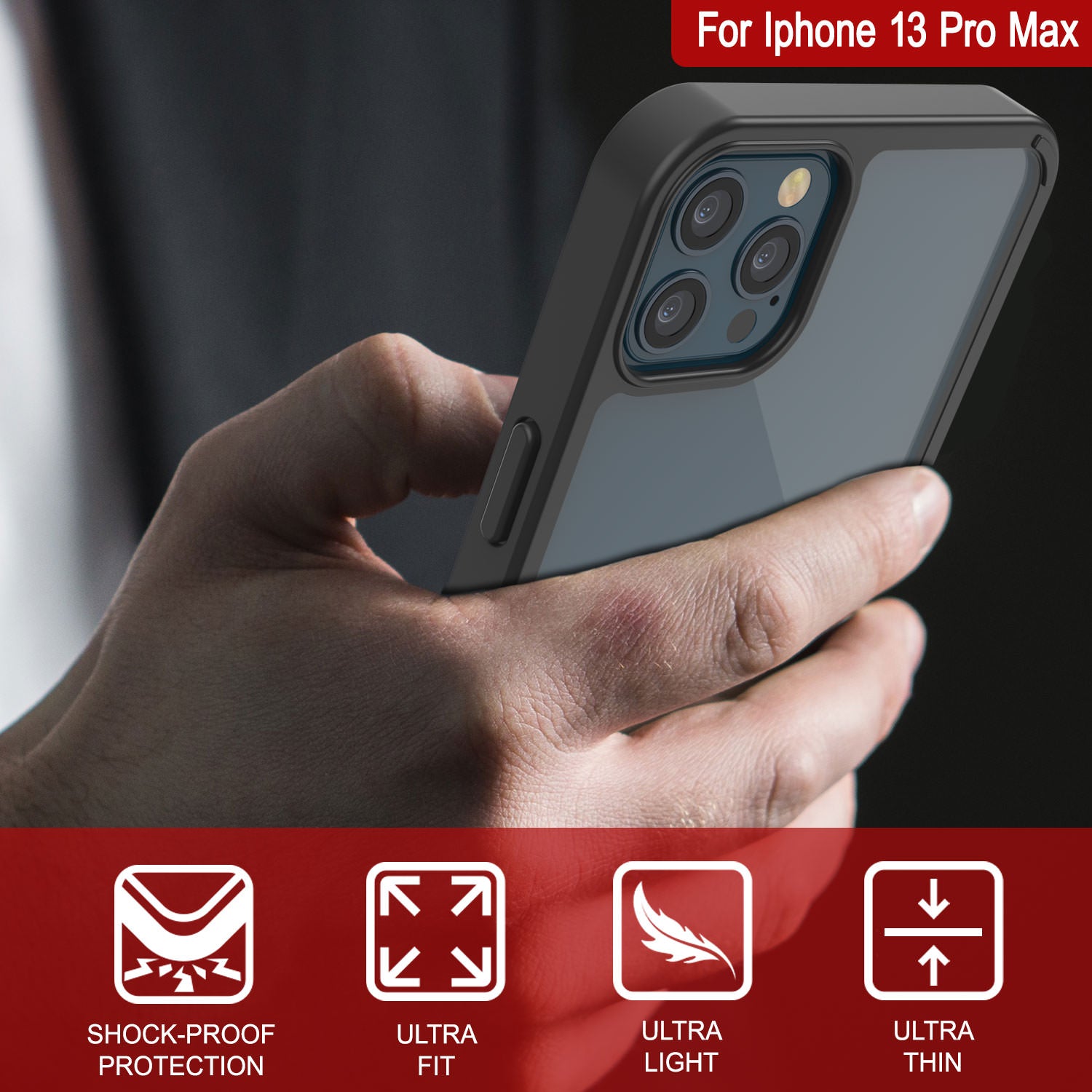 iPhone 13 Pro Max Case Punkcase® LUCID 2.0 Black Series w/ PUNK SHIELD Screen Protector | Ultra Fit