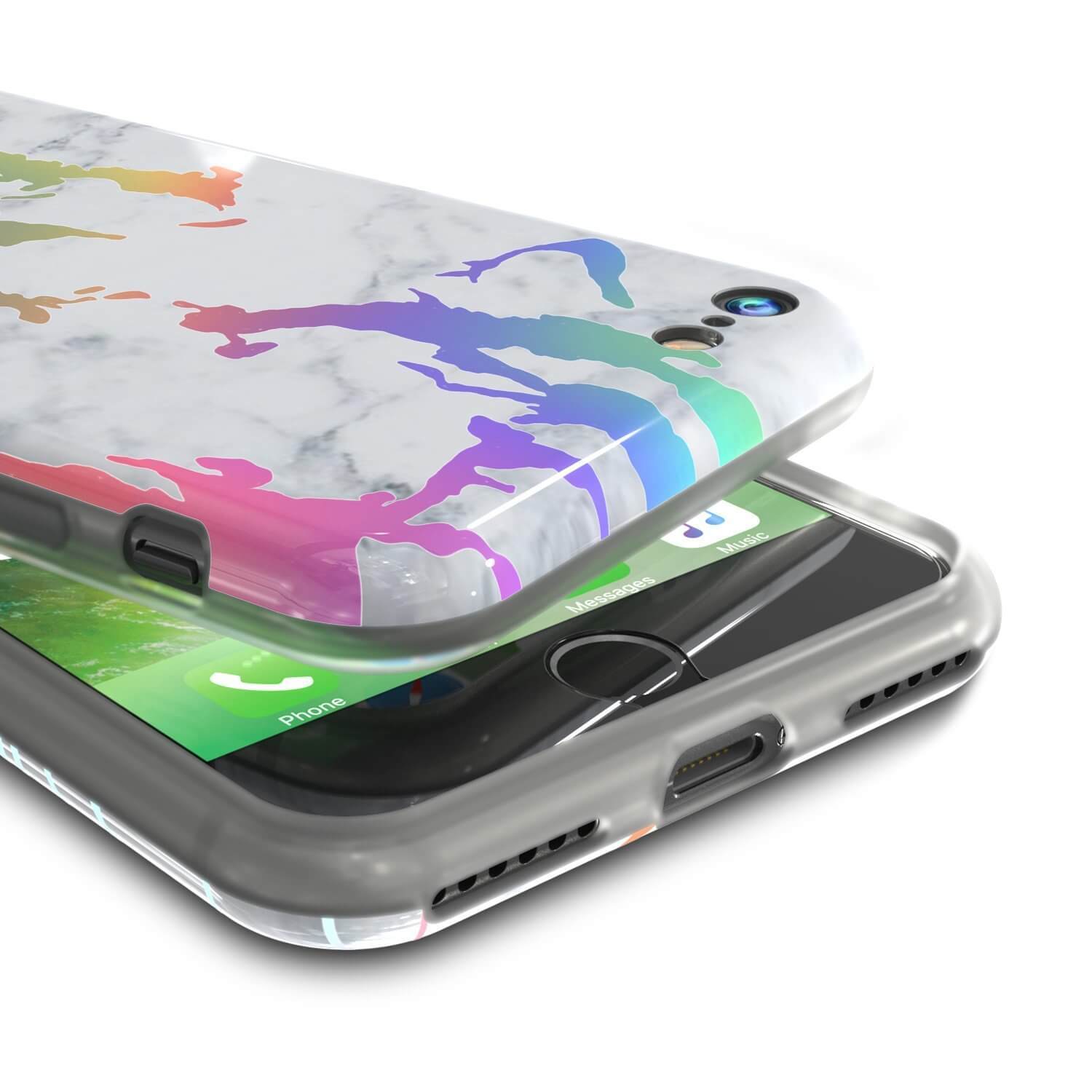 Punkcase iPhone 8 / 7 Marble Case, Protective Full Body Cover W/9H Tempered Glass Screen Protector (Blanco Marmo) (Color in image: Blue Marmo)