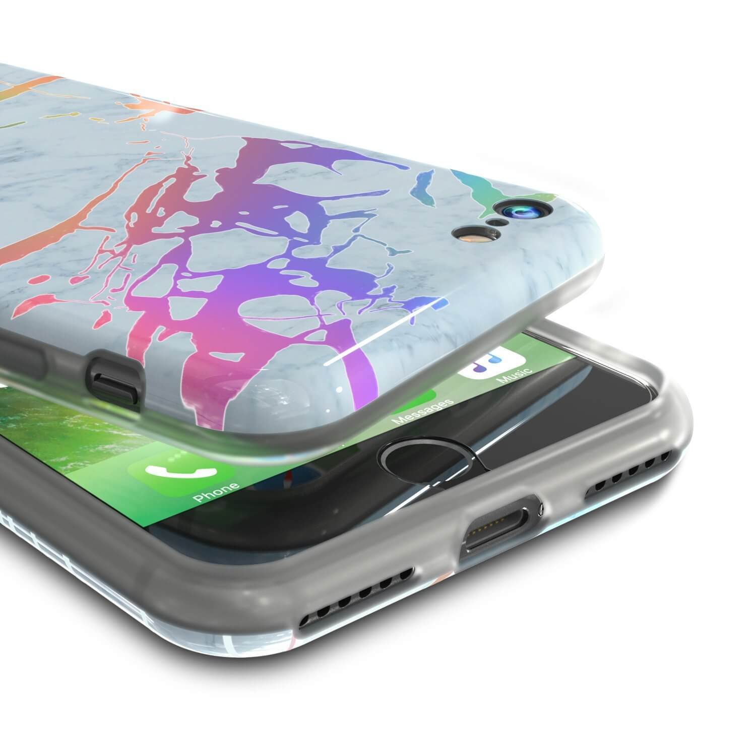 Punkcase iPhone 8 / 7 Marble Case, Protective Full Body Cover W/9H Tempered Glass Screen Protector (Blue Marmo) (Color in image: Teal Onyx)