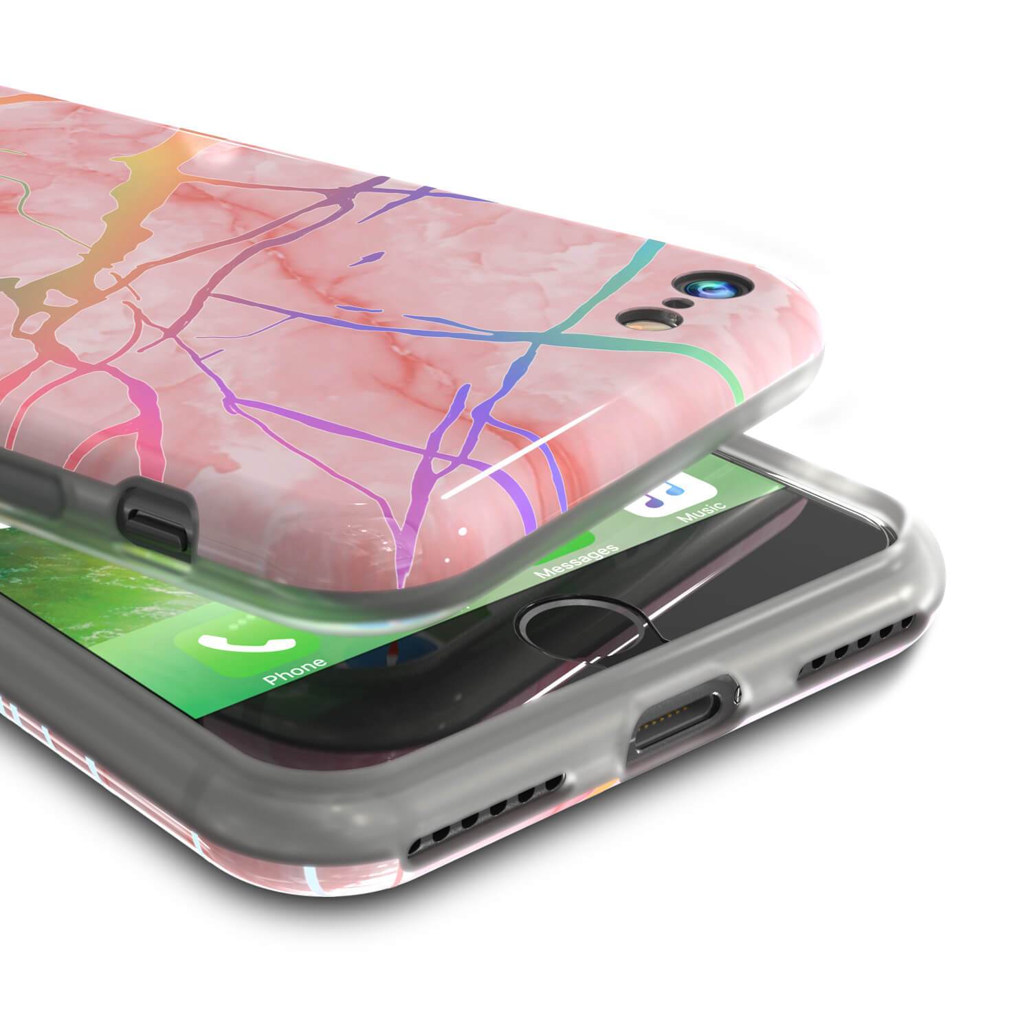 Punkcase iPhone 8 / 7 Marble Case, Protective Full Body Cover W/9H Tempered Glass Screen Protector (Rose Mirage) (Color in image: Teal Onyx)