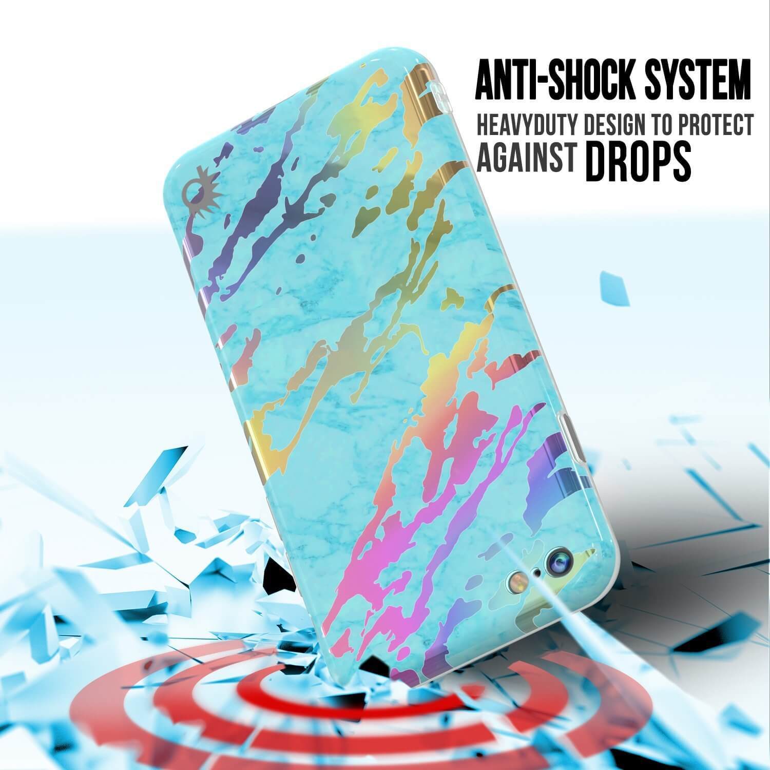 Punkcase iPhone 8 / 7 Marble Case, Protective Full Body Cover W/9H Tempered Glass Screen Protector (Teal Onyx) (Color in image: Blue Marmo)