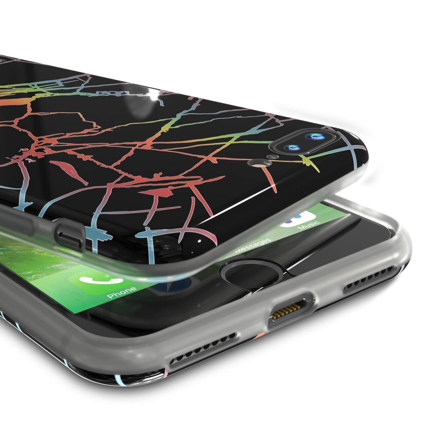 Punkcase iPhone 8+ / 7+ Plus Marble Case, Protective Full Body Cover W/9H Tempered Glass Screen Protector (Black Mirage) (Color in image: Blanco Marmo)