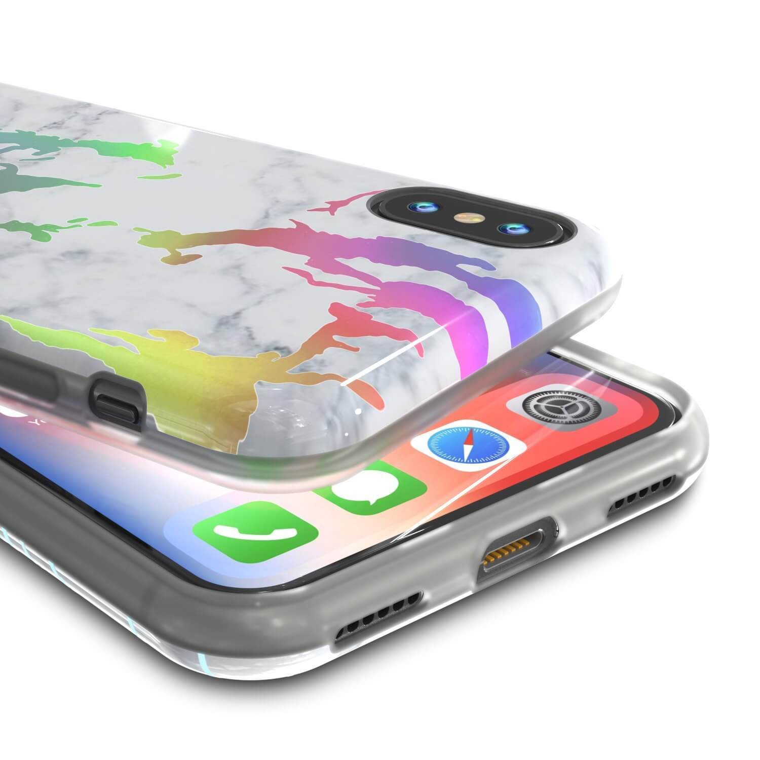Punkcase iPhone X Marble Case, Protective Full Body Cover W/9H Tempered Glass Screen Protector (Blanco Marmo) (Color in image: Teal Onyx)