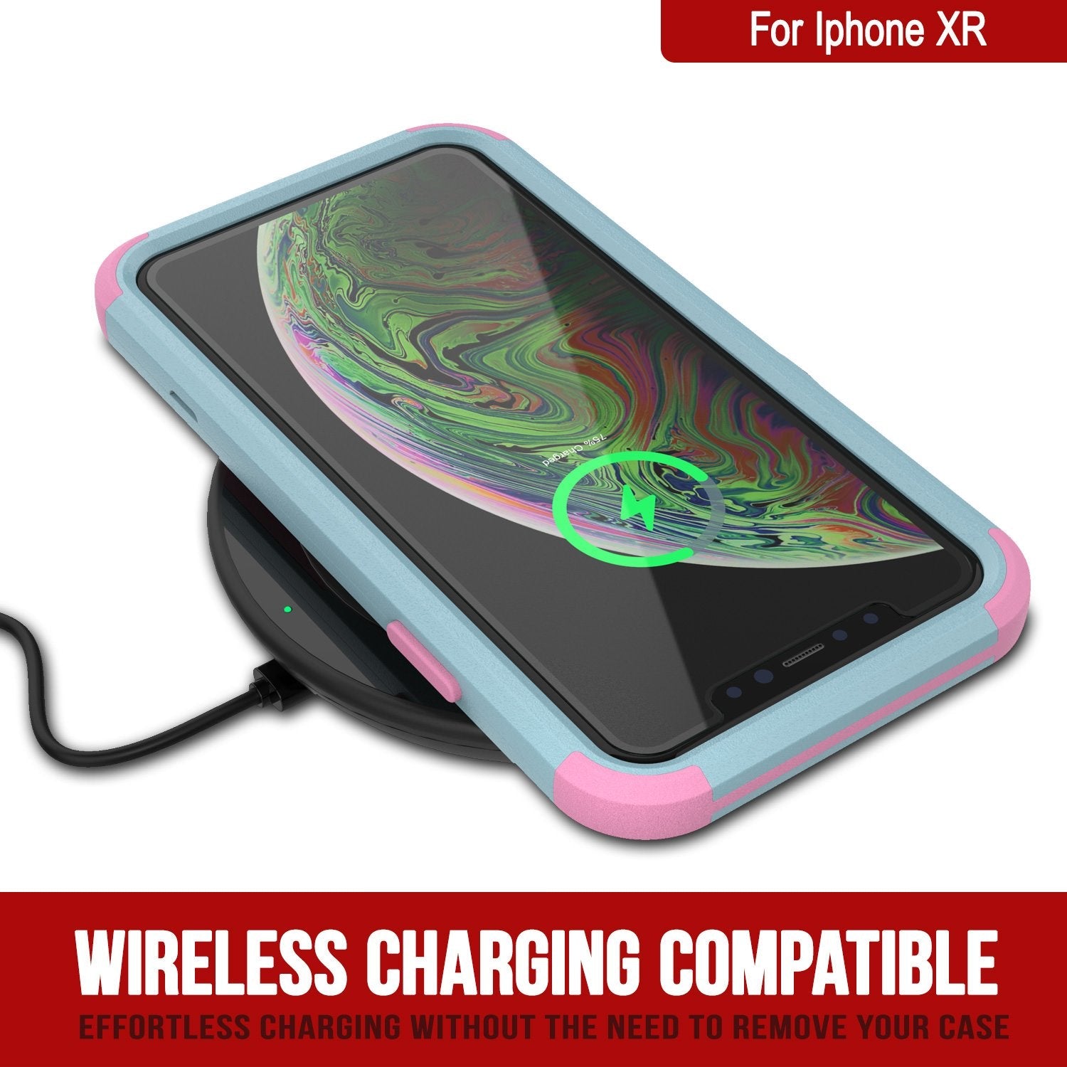 Punkcase for iPhone XR Belt Clip Multilayer Holster Case [Patron Series] [Mint-Pink] 