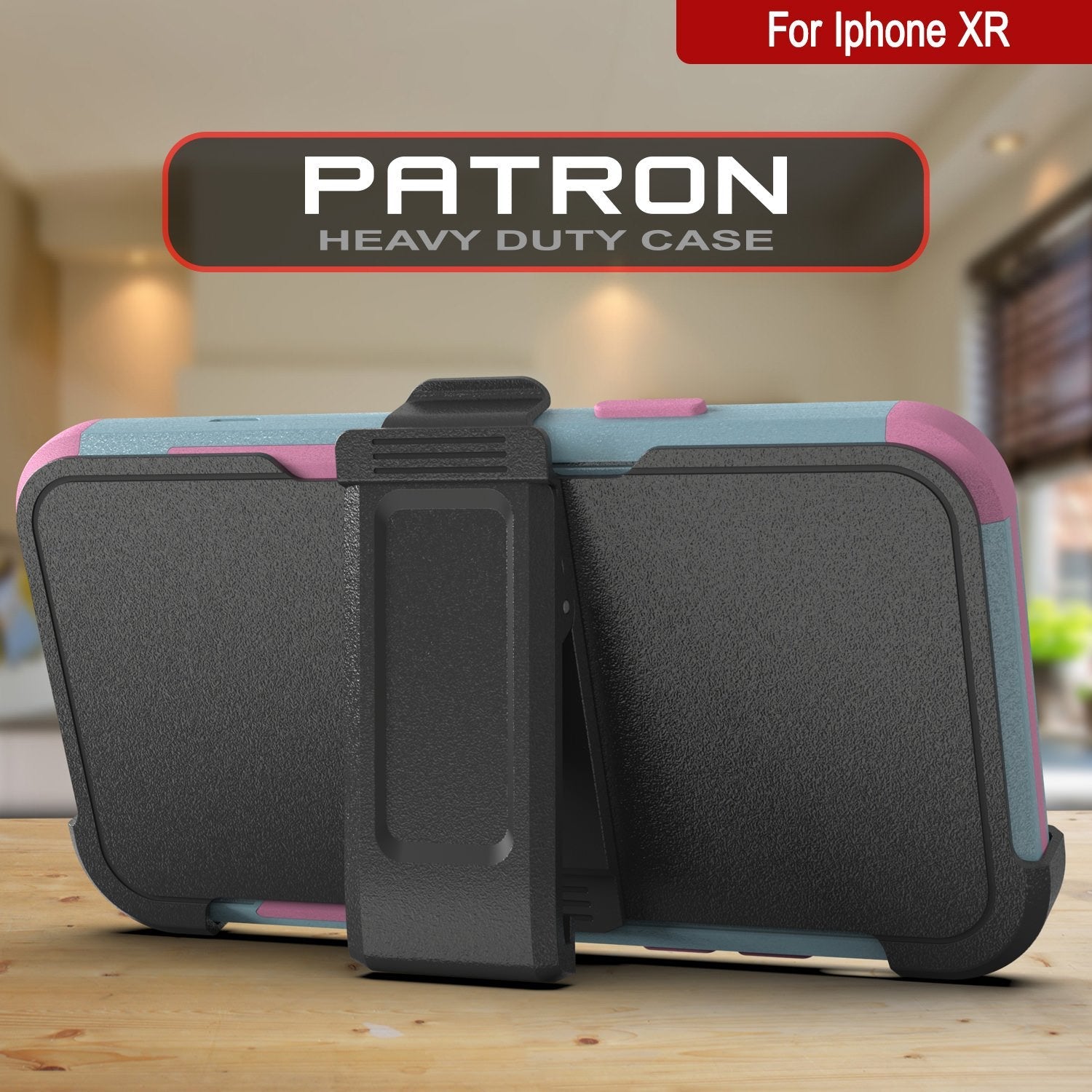 Punkcase for iPhone XR Belt Clip Multilayer Holster Case [Patron Series] [Mint-Pink] (Color in image: Pink)