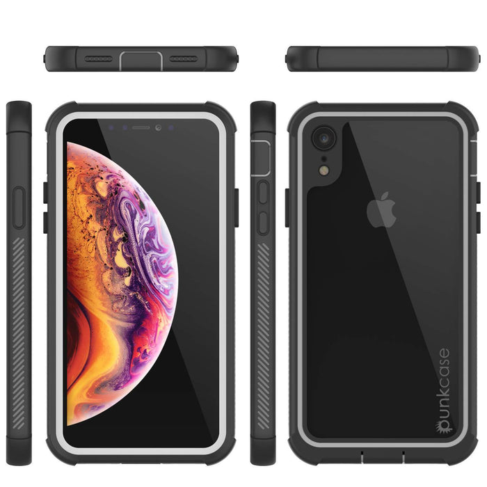 PunkCase iPhone XR Case, [Spartan Series] Clear Rugged Heavy Duty Cover W/Built in Screen Protector [White]