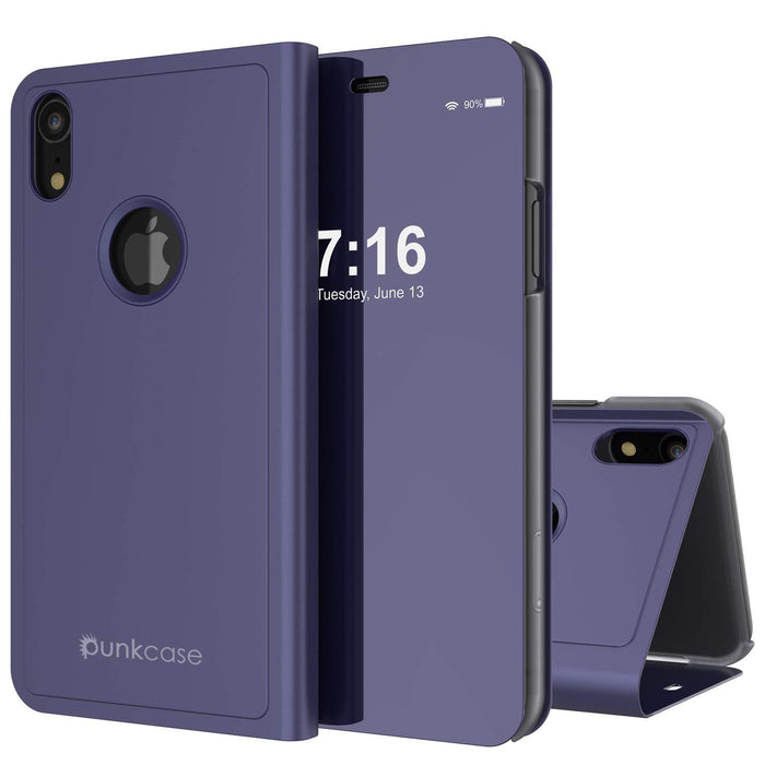 Punkcase iPhone XR Reflector Case Protective Flip Cover [Purple]