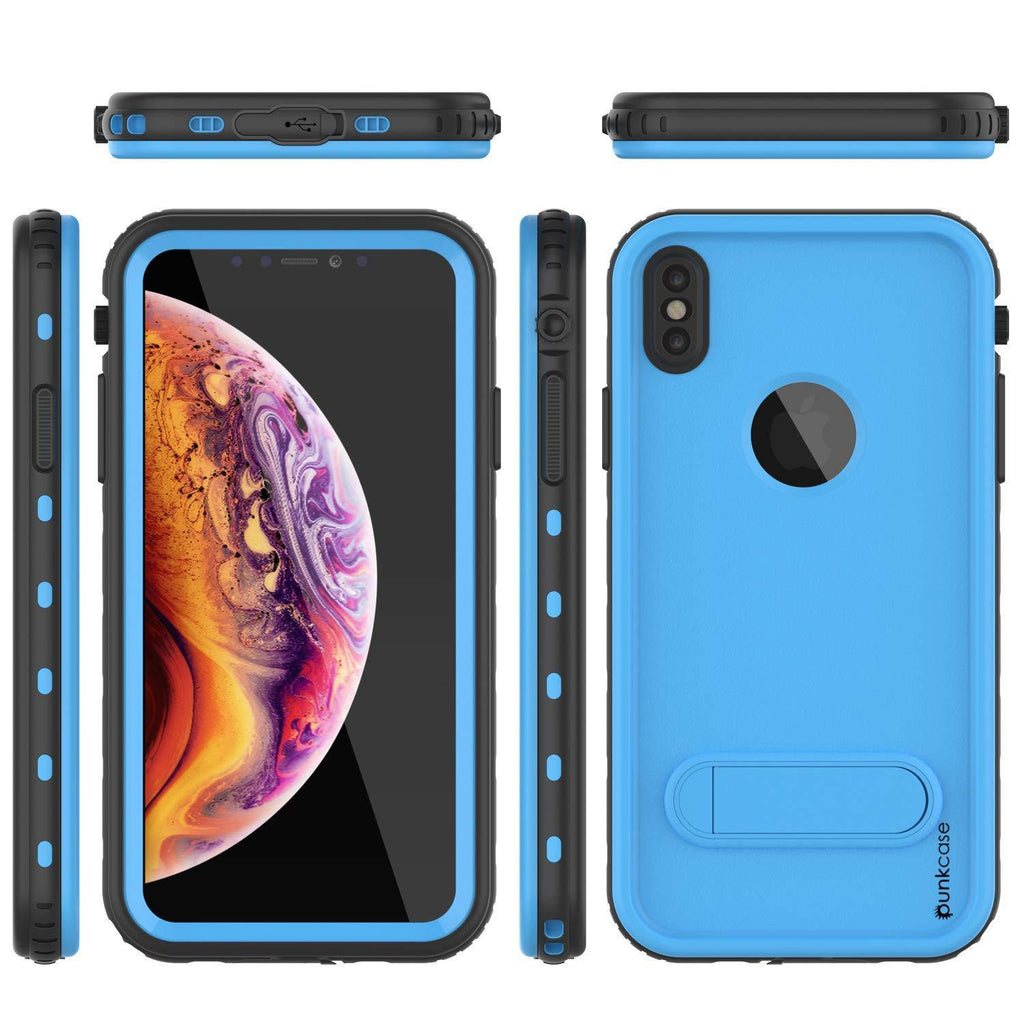 iPhone XR Waterproof Case, Punkcase [KickStud Series] Armor Cover [Light-Blue] (Color in image: Red)