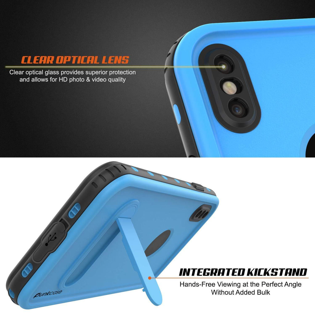 iPhone XR Waterproof Case, Punkcase [KickStud Series] Armor Cover [Light-Blue] (Color in image: Pink)