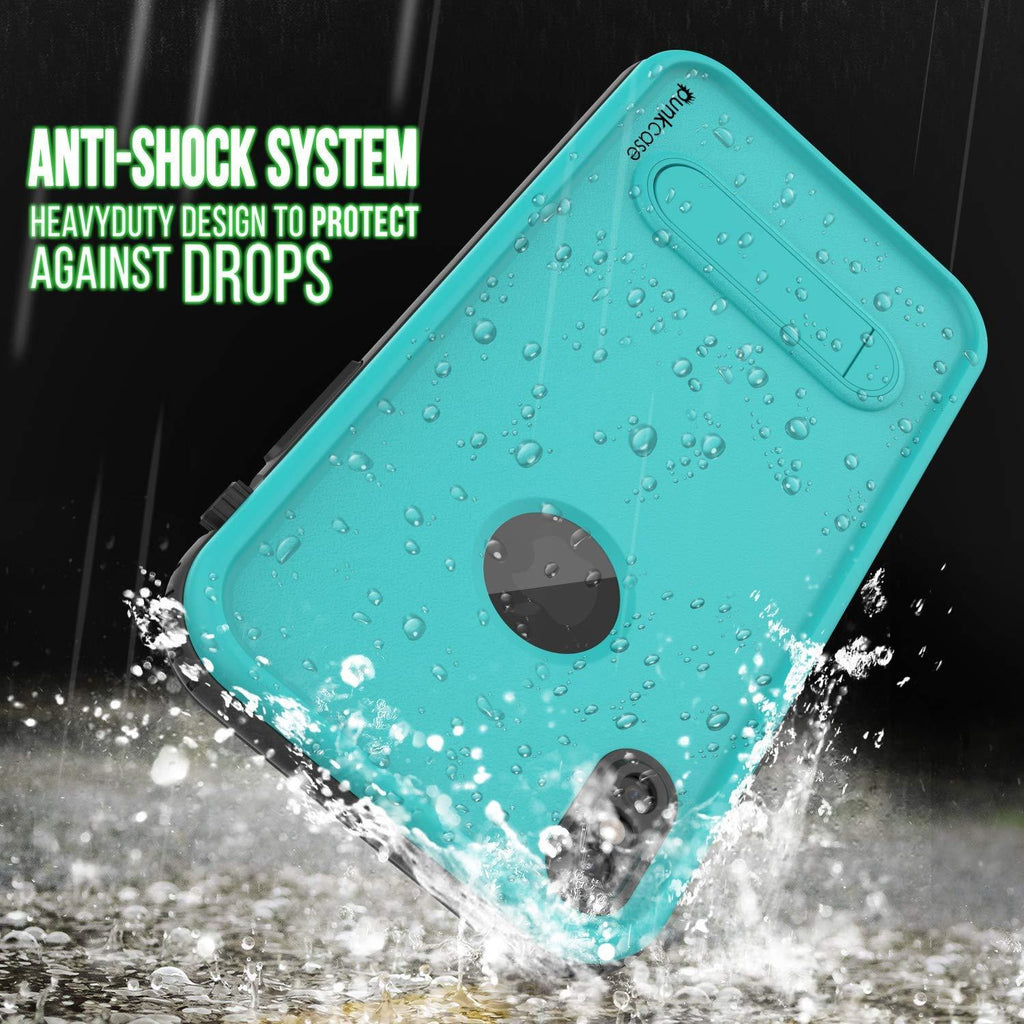 iPhone XR Waterproof Case, Punkcase [KickStud Series] Armor Cover [Teal] (Color in image: White)