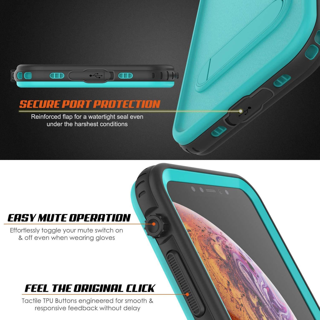 iPhone XR Waterproof Case, Punkcase [KickStud Series] Armor Cover [Teal] (Color in image: Black)
