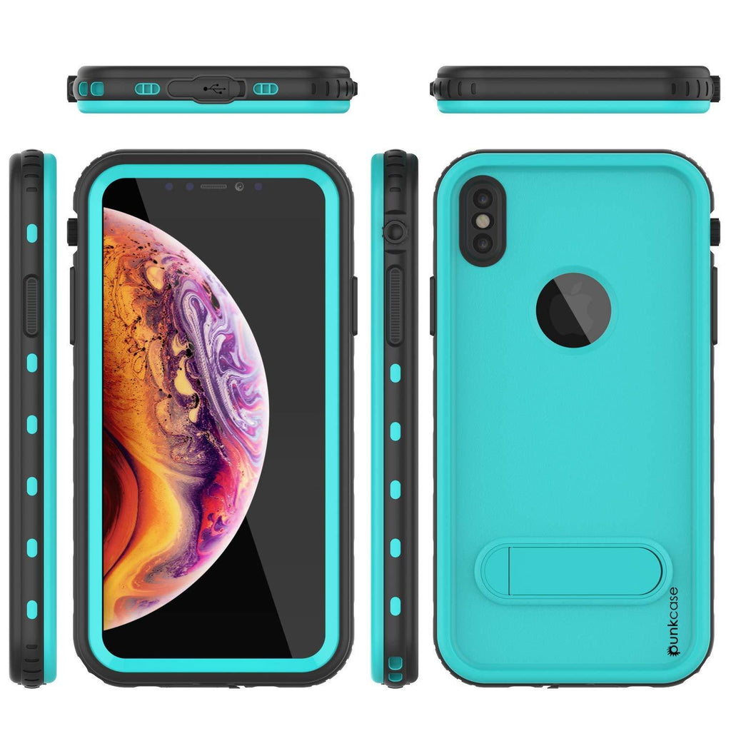 iPhone XR Waterproof Case, Punkcase [KickStud Series] Armor Cover [Teal] (Color in image: Light Green)