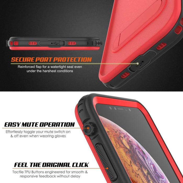 iPhone XR Waterproof Case, Punkcase [KickStud Series] Armor Cover [Red] (Color in image: White)