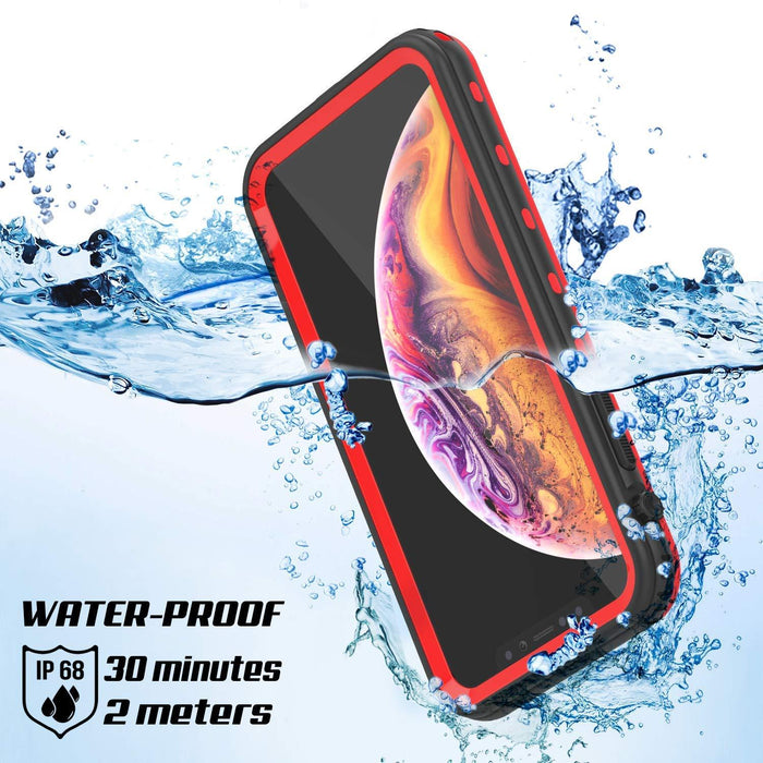 iPhone XR Waterproof Case, Punkcase [KickStud Series] Armor Cover [Red] (Color in image: Black)