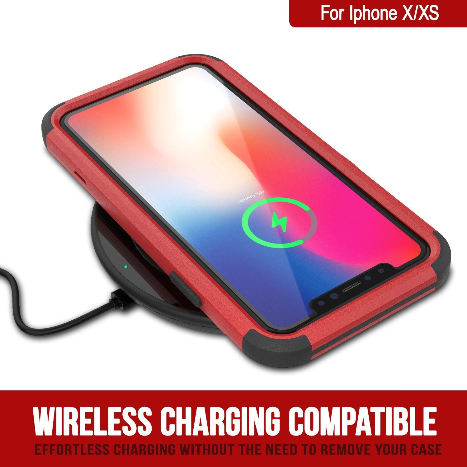 Punkcase for iPhone X Belt Clip Multilayer Holster Case [Patron Series] [Red-Black] 
